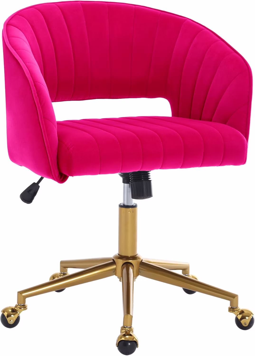 Home Office Swivel Desk Chair, Modern Velvet Vanity Chair, Height Adjustable Armchair with Gold Base, Ergonomic Office Chair for Task Study Computer Room, Beige(Beige) - Image 6