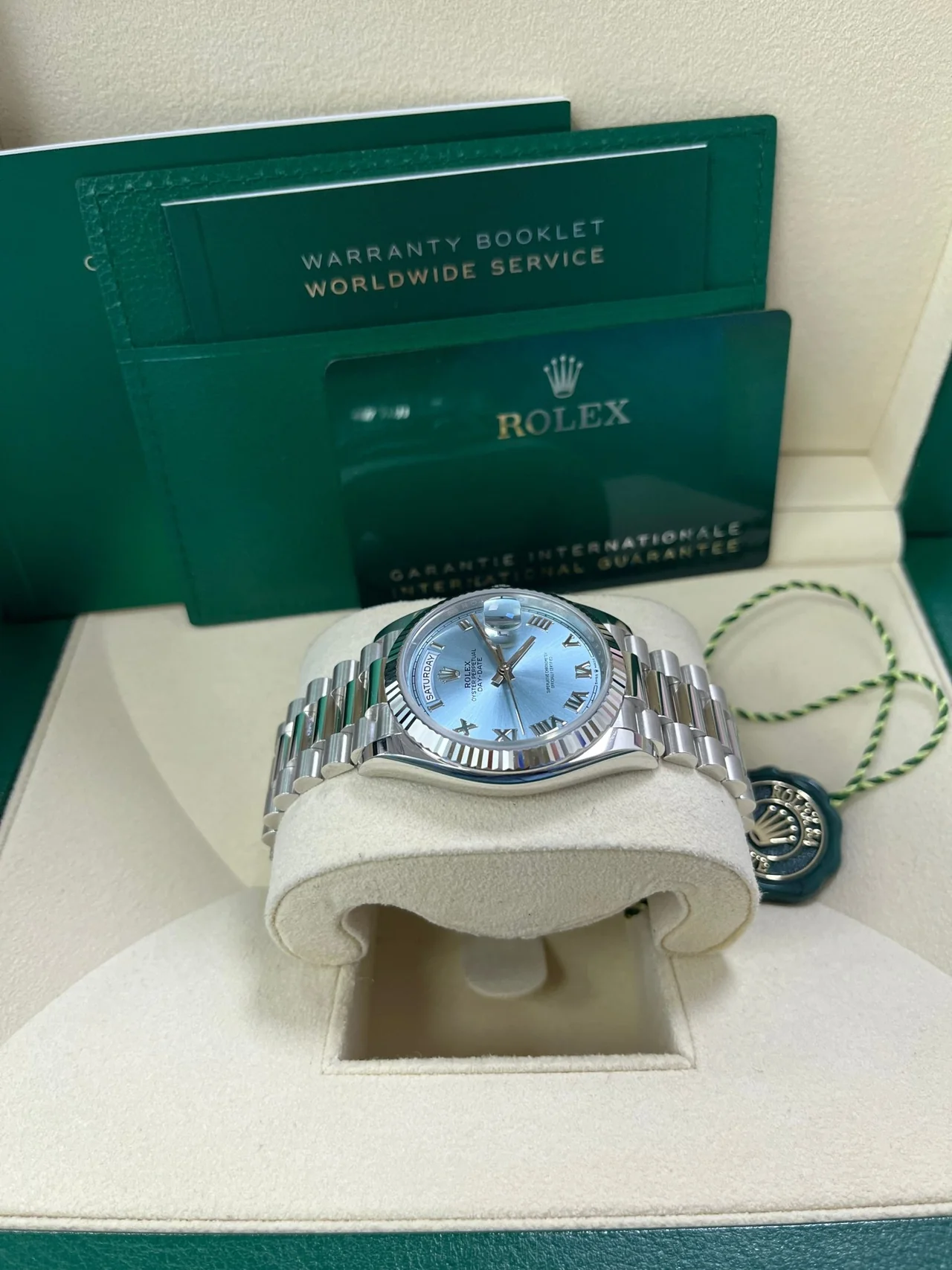 [Super Clone]RLX  Day-Date 36mm Oyster Perpetual 128236-0008 Ice Blue Roman Dial【Super Clone】