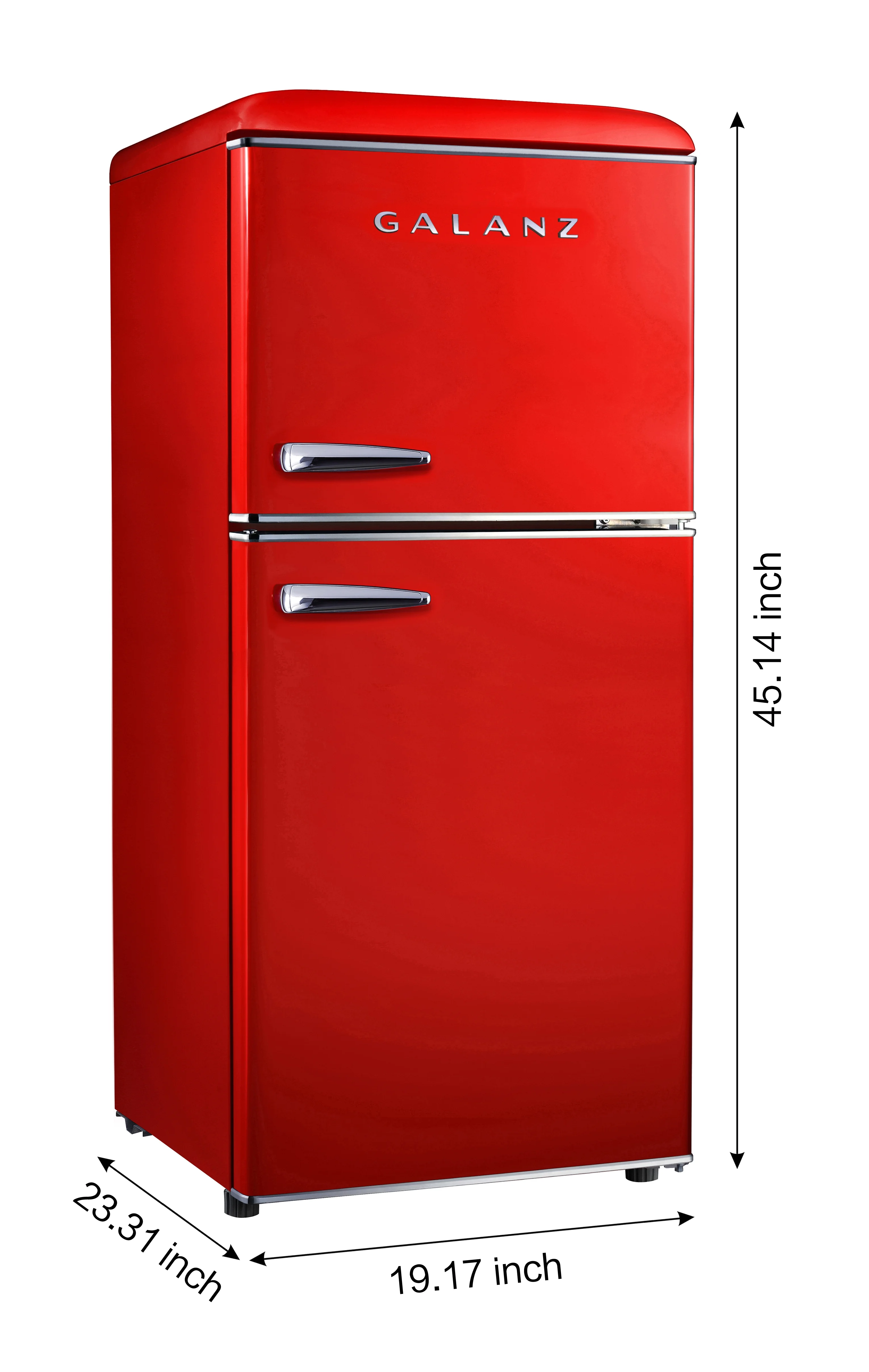 4.0 cu ft Retro Two Doors Refrigerator, Red - Image 2