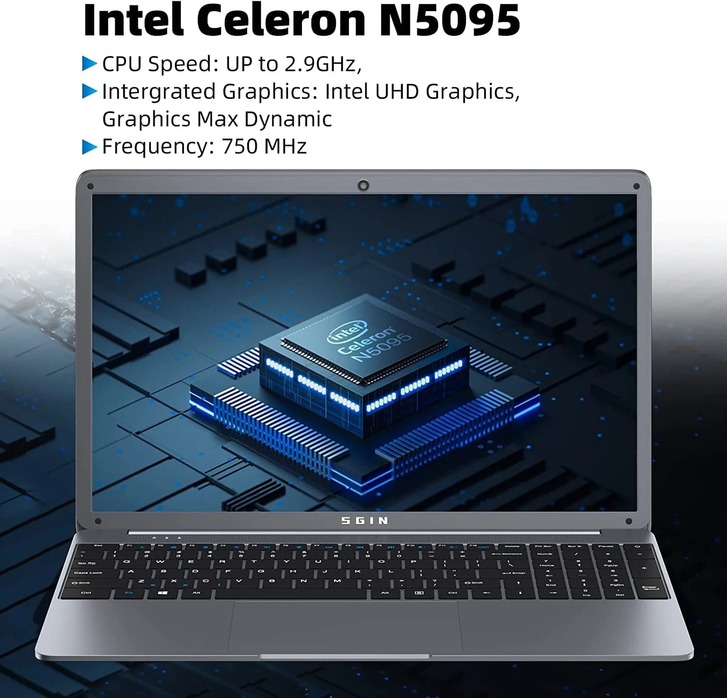 SGIN 15.6 in Laptop 12GB DDR4 512GB SSD Windows 11 with Intel Celeron N5095A Full HD 1920x1080