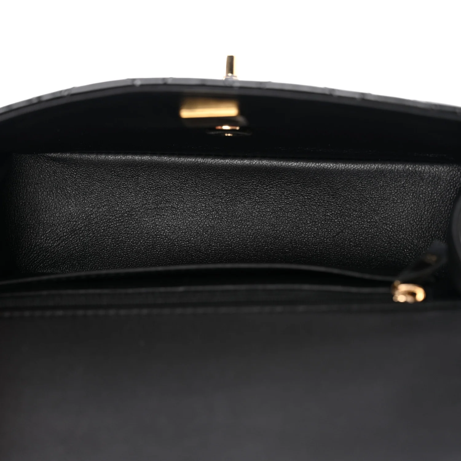 Patent Quilted Mini Top Handle Rectangular Flap Black