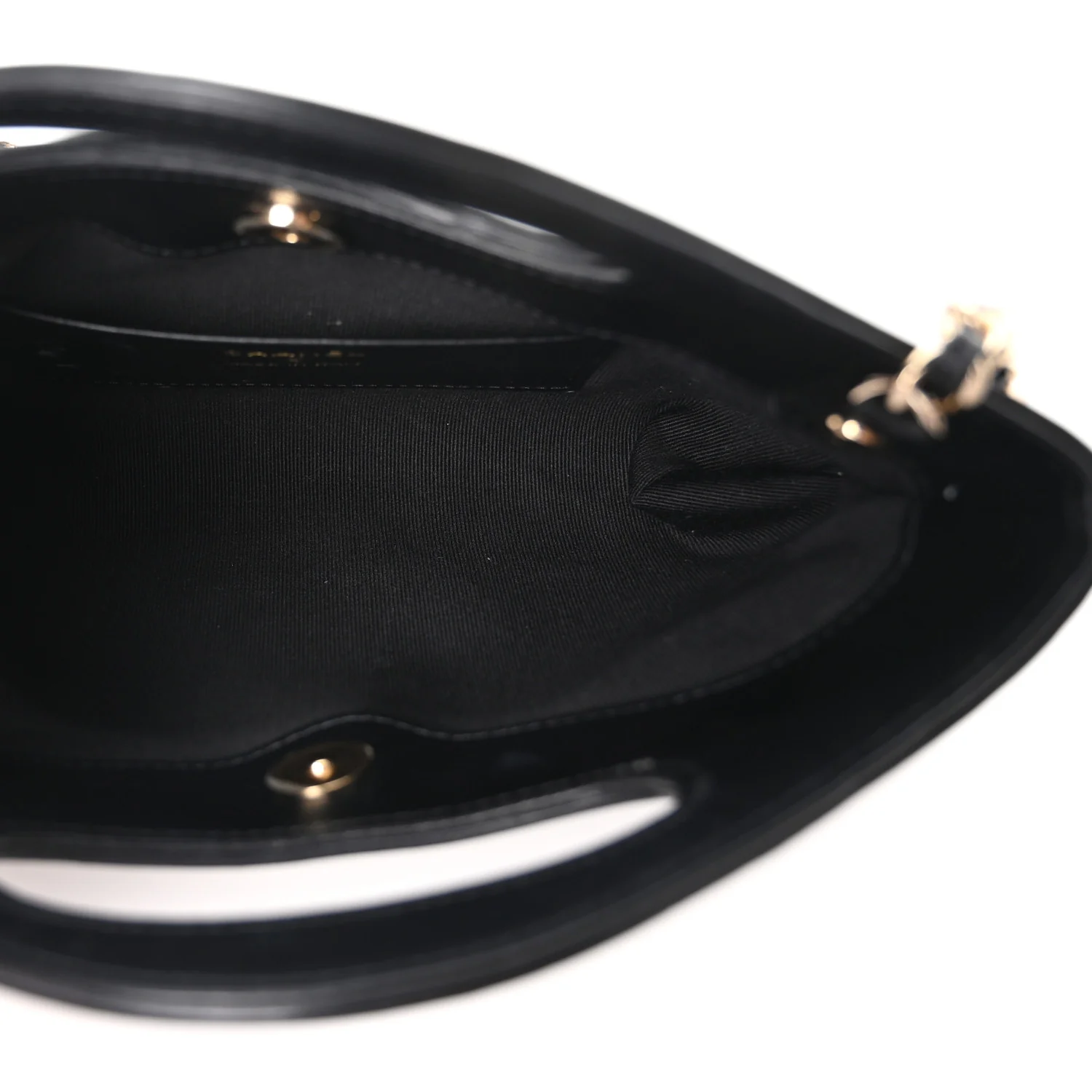 Shiny Crumpled Calfskin Quilted Nano 31 Shopping Bag Black