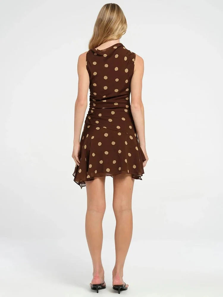 Sophie Paris | Robe asymétrique à pois sans manches