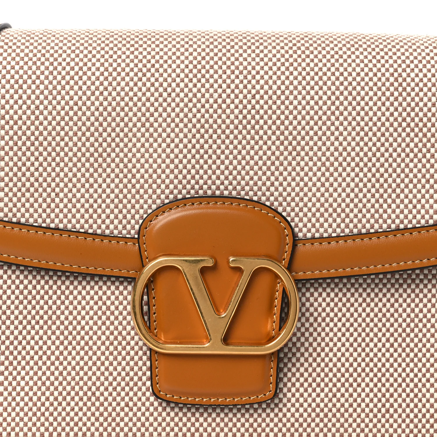 Smooth Calfskin Canvas 9to5 Shoulder Bag Natural Golden