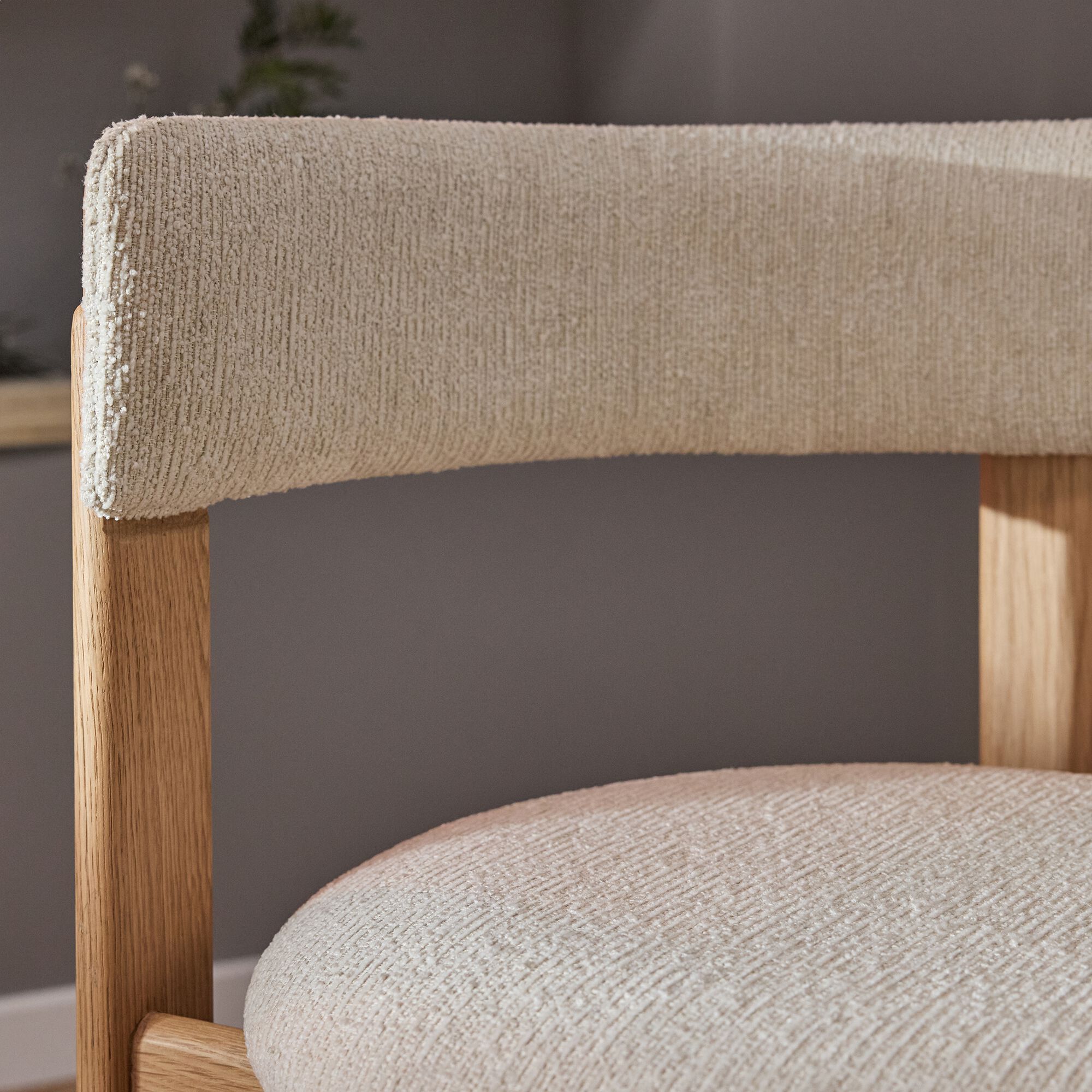 ADONIA - Chaise en tissu bouclette avec accoudoirs - blanc