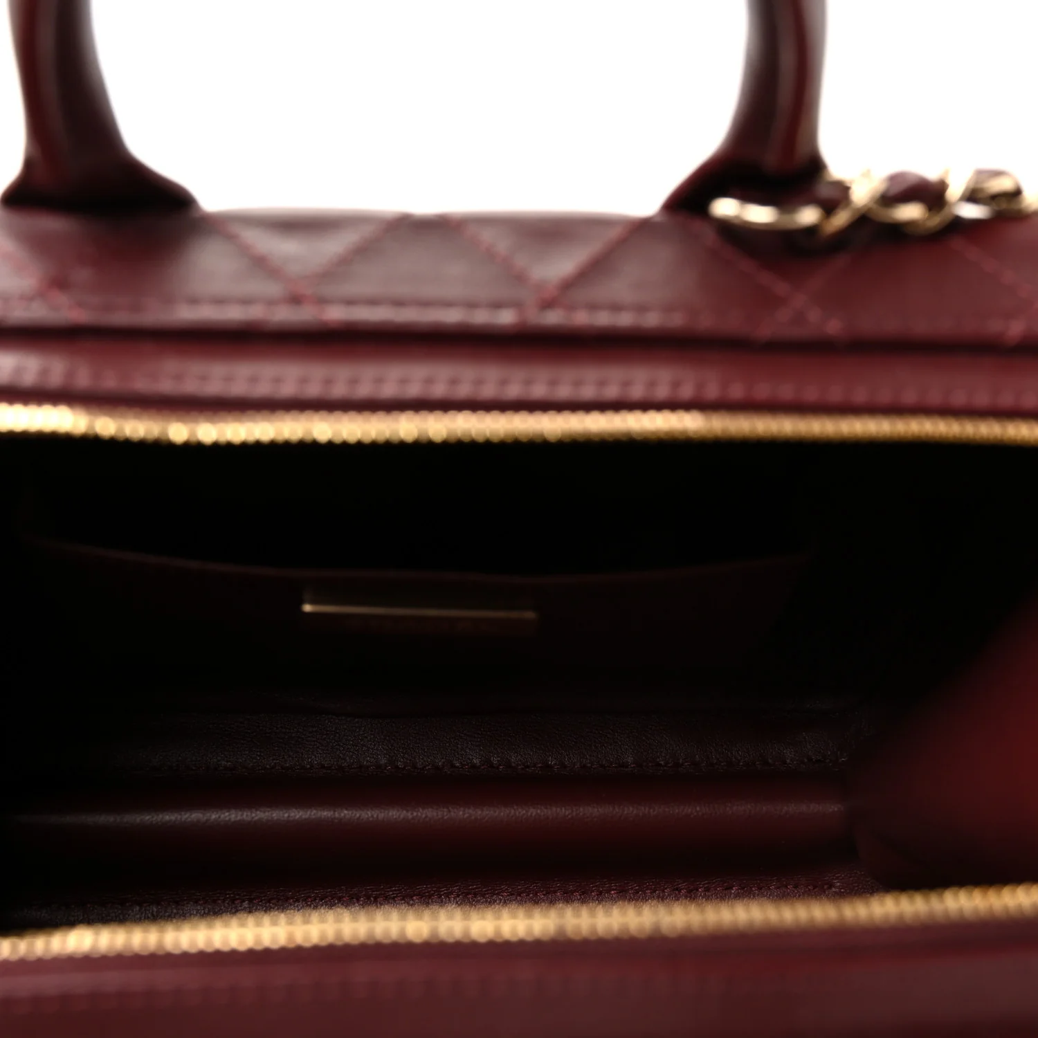 Calfskin Quilted Studded Square Vanity Case Burgundy