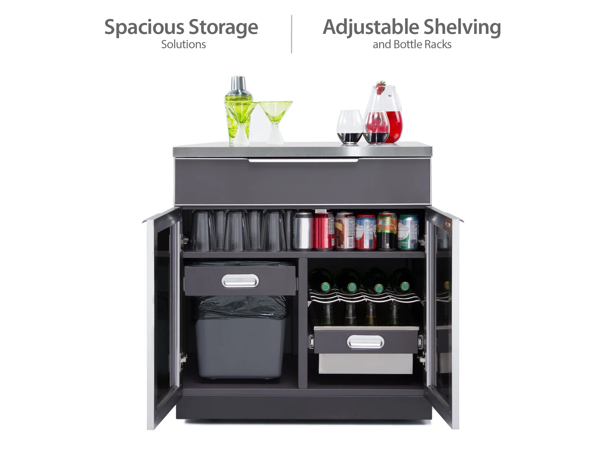 Outdoor Kitchen 4 Piece Cabinet Set in Slate Gray with Countertops - Image 6