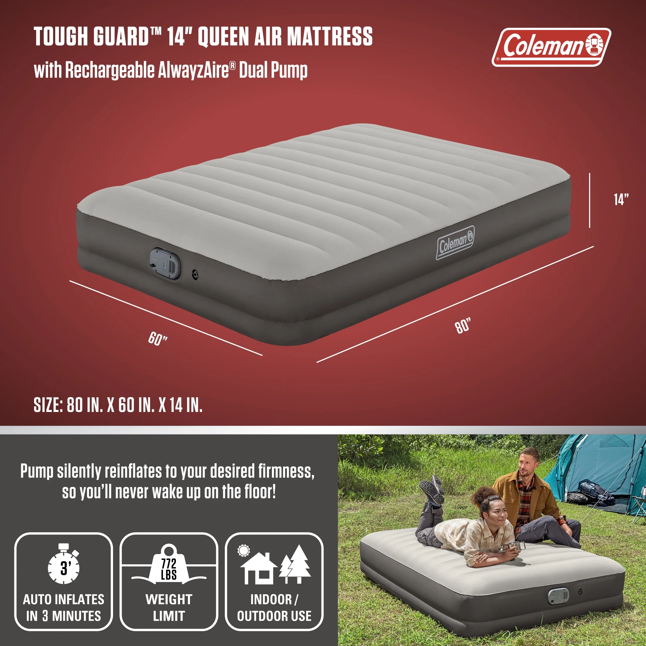Coleman Alwayzaire Tough Guard Air Mattress Queen 14