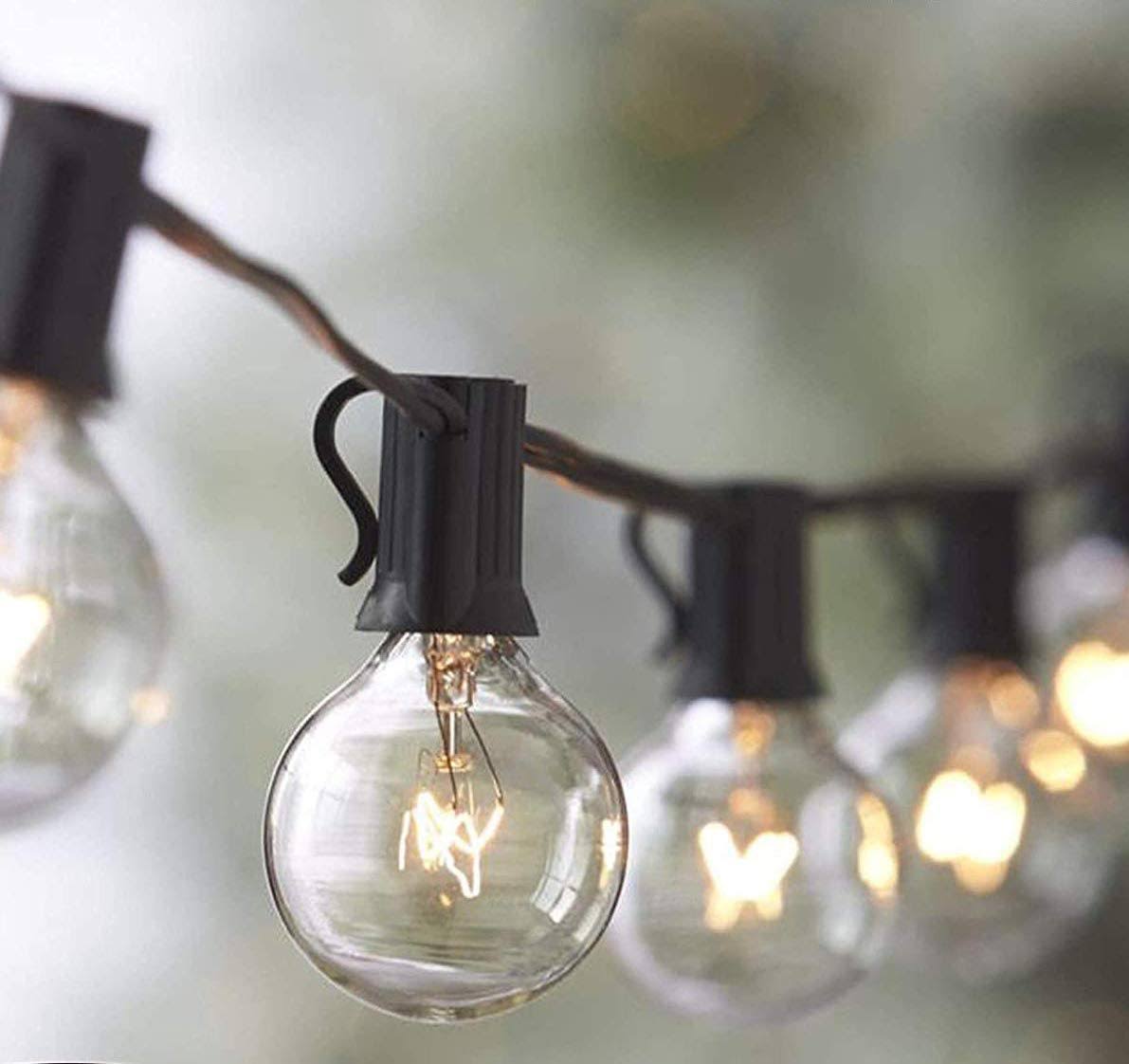Lemontec String Lights,25ft Vintage Backyard Patio Lights with 25 Clear Globe Bulbs-UL
