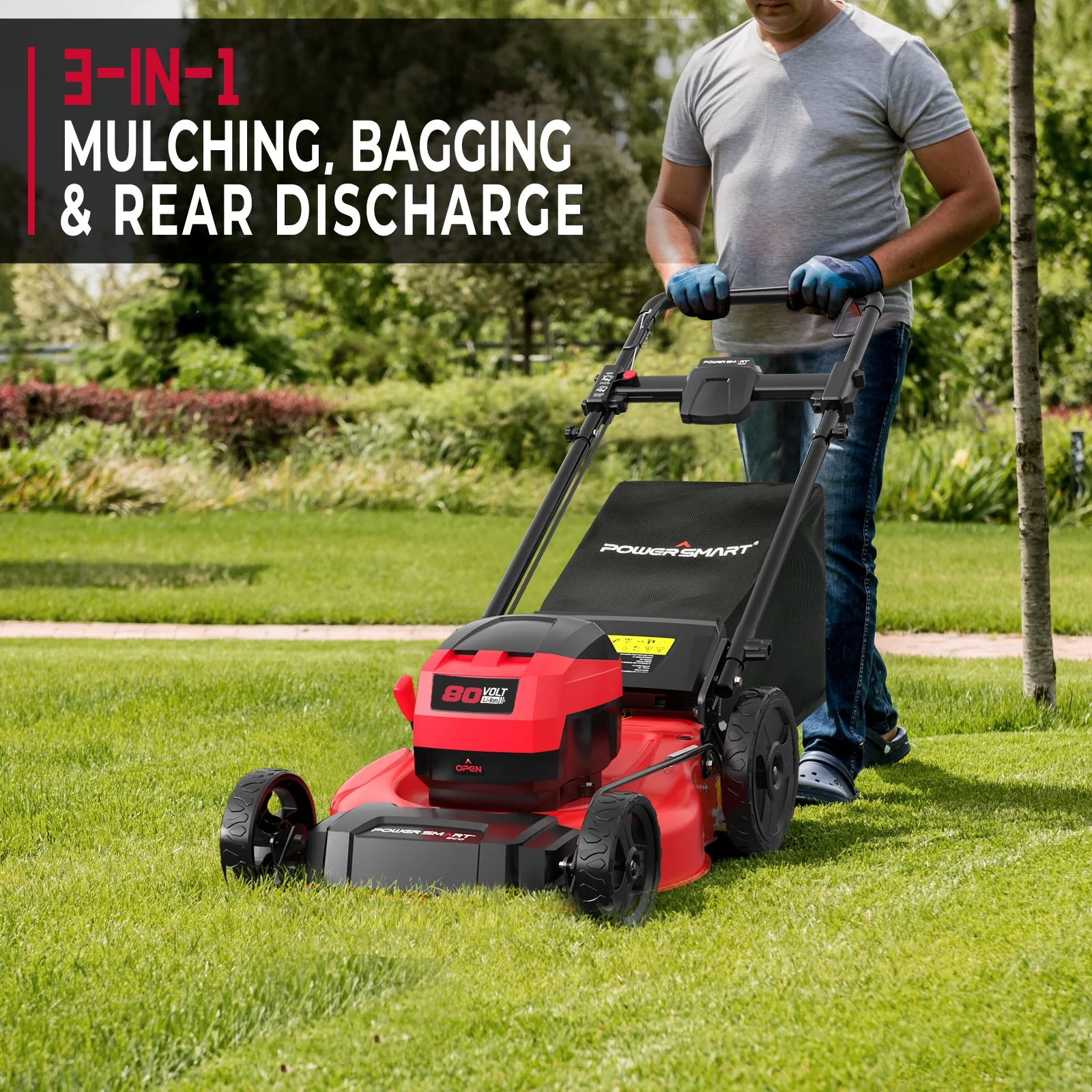 3-in-1 21" 6A 80V Cordless Lawn Mower, Brushless Motor, 6 Position Height Adjustment - Image 5