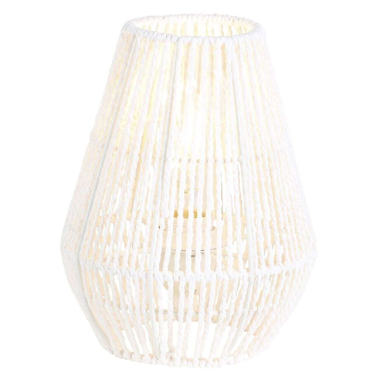 Lampe de chevet avec abat jour en cordage imitation jute blanc