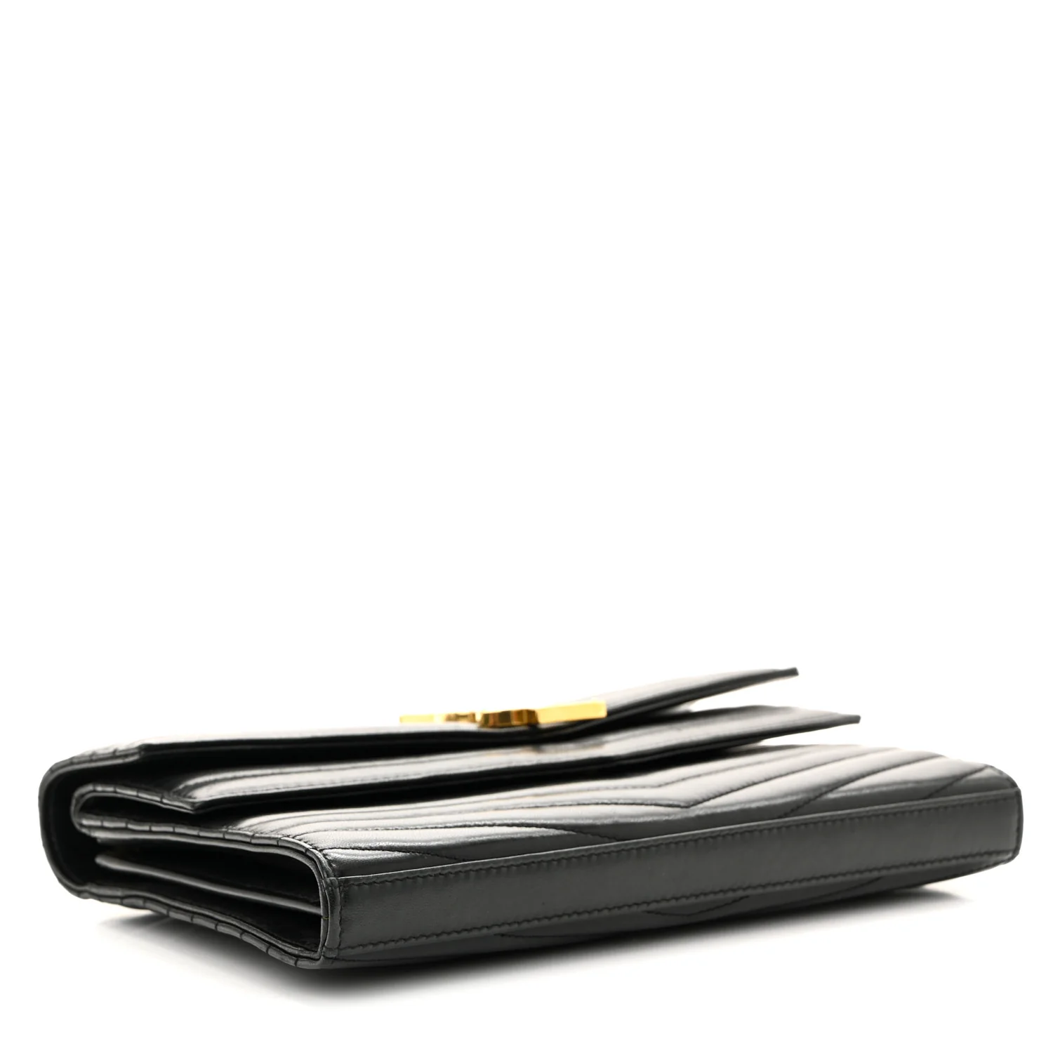 Lambskin Matelasse Chevron Monogram Sulpice Chain Wallet Black