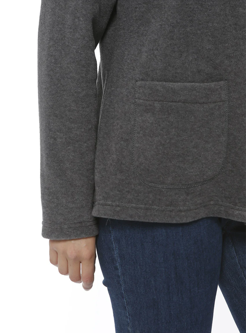 Veste polaire femme col montant gris anthracite