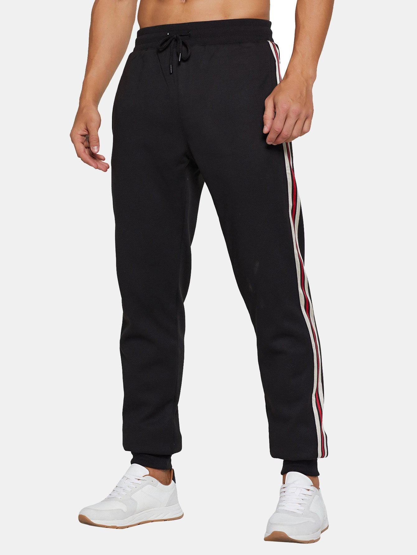 Pantalon de jogging à rayures latérales doublé en peluche