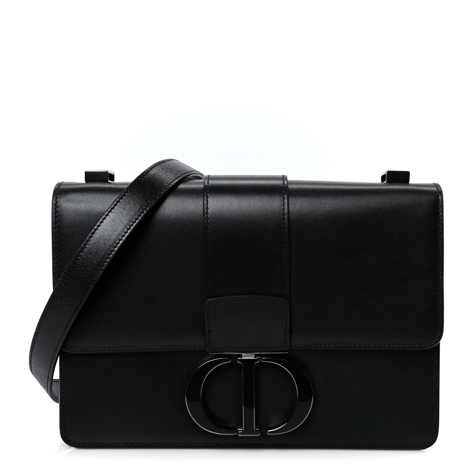 Box Calfskin 30 Montaigne Flap Bag Black