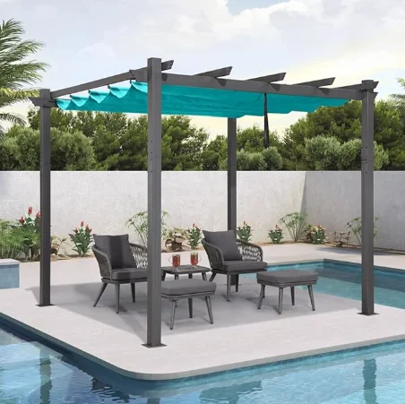 AOILE Aluminum Pergola �?Outdoor Pergola with Adjustable Canopy, Reinforced Metal Frame for Backyard, Garden, and Deck