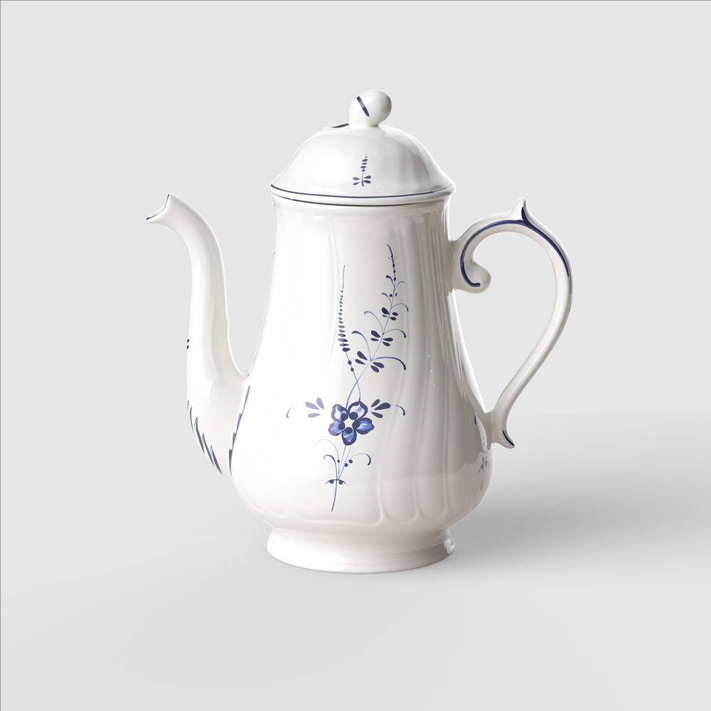 Vieux Luxembourg Coffee pot - White, 40.6 oz, Premium Porcelain