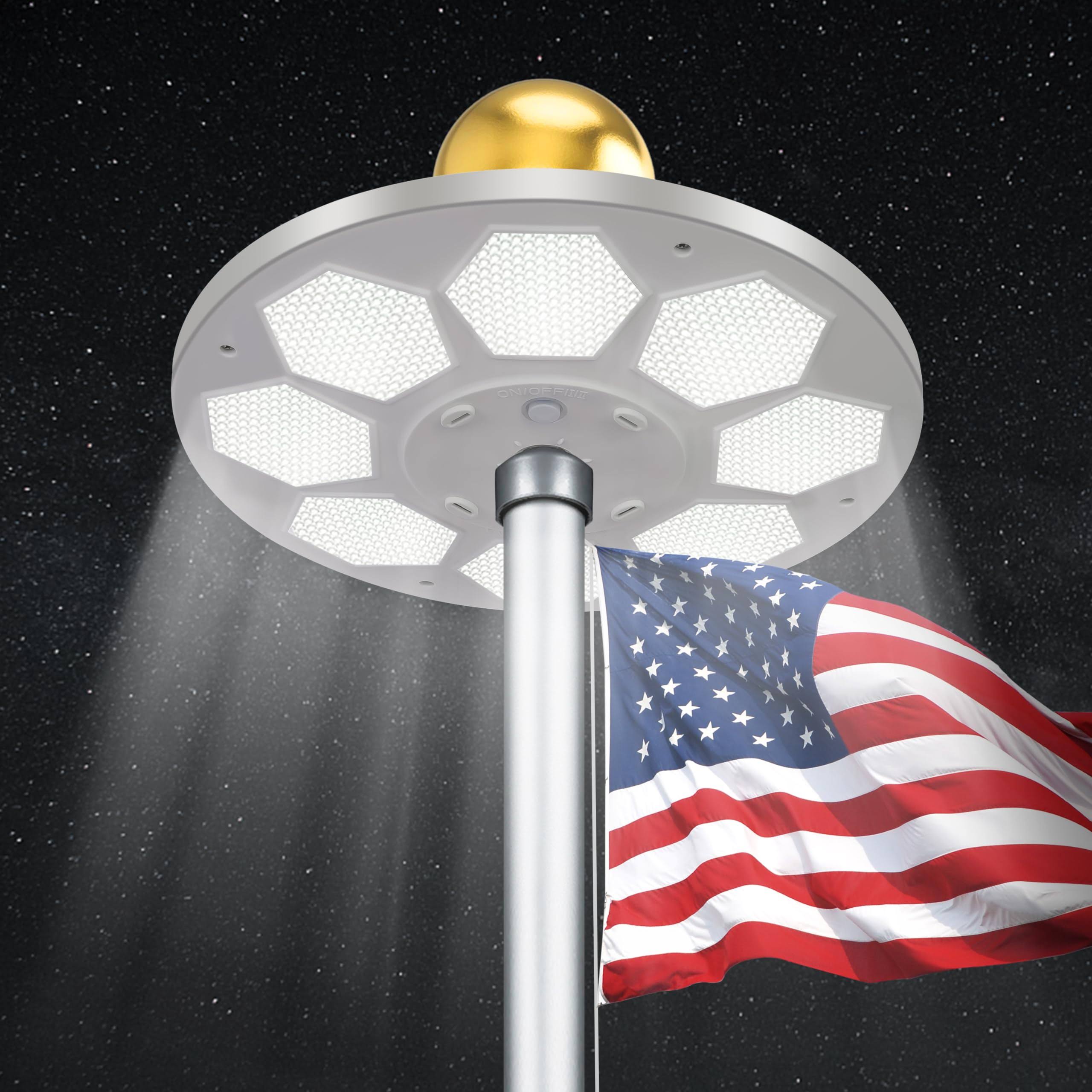PPQ Solar Flagpole LED Light,New 160 LED Ultra Bright Flag Pole Light for 15-25 ft Poles,Solar Powered Waterproof Lighting On Outdoor Pole Top,10