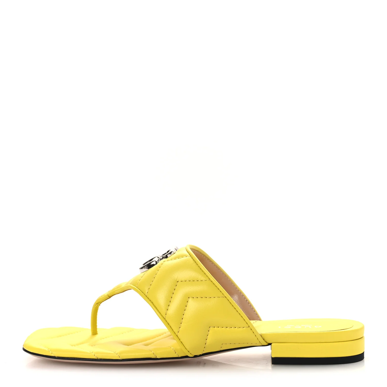 Nappa Charlotte Double G Marmont Thong Sandals 37.5 Acid Lime