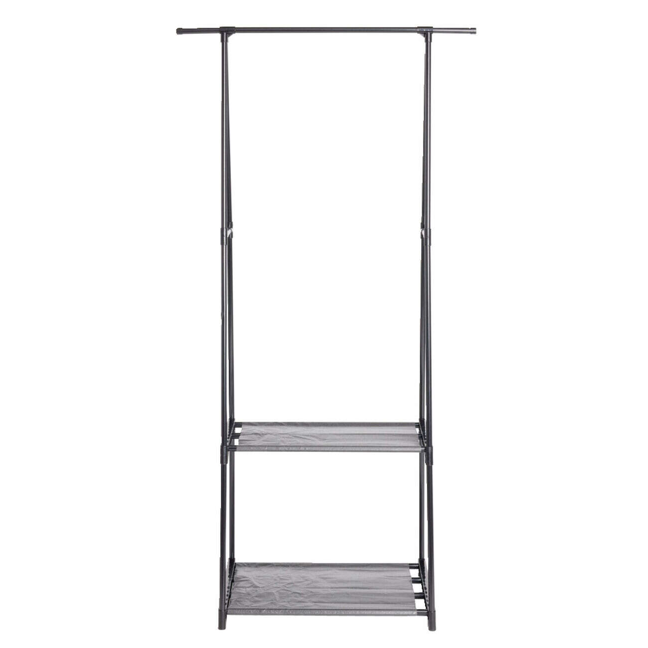 Portant vêtements ajustable métal noir 2 tablettes 78x40xH160cm