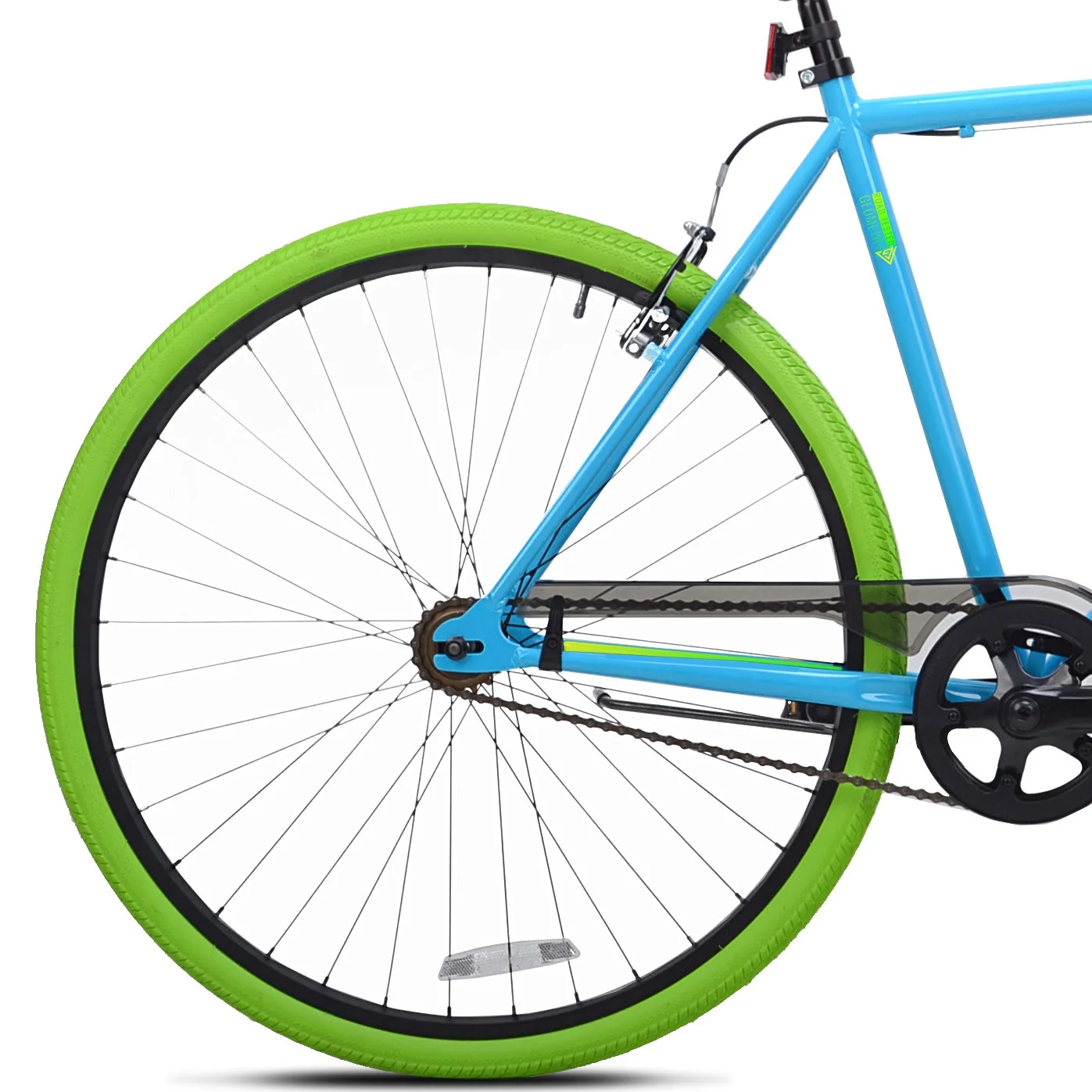 700C Men's Ridgeland Hybrid Bike, Blue/Green Image 4