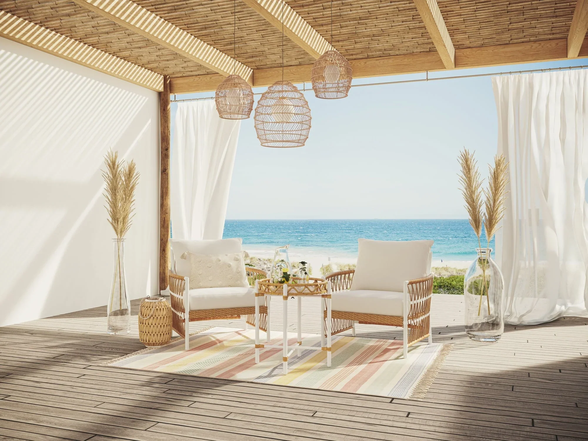 Better Homes & Gardens Lilah Outdoor Wicker 3-Piece Stationary Chat Set, Off-White