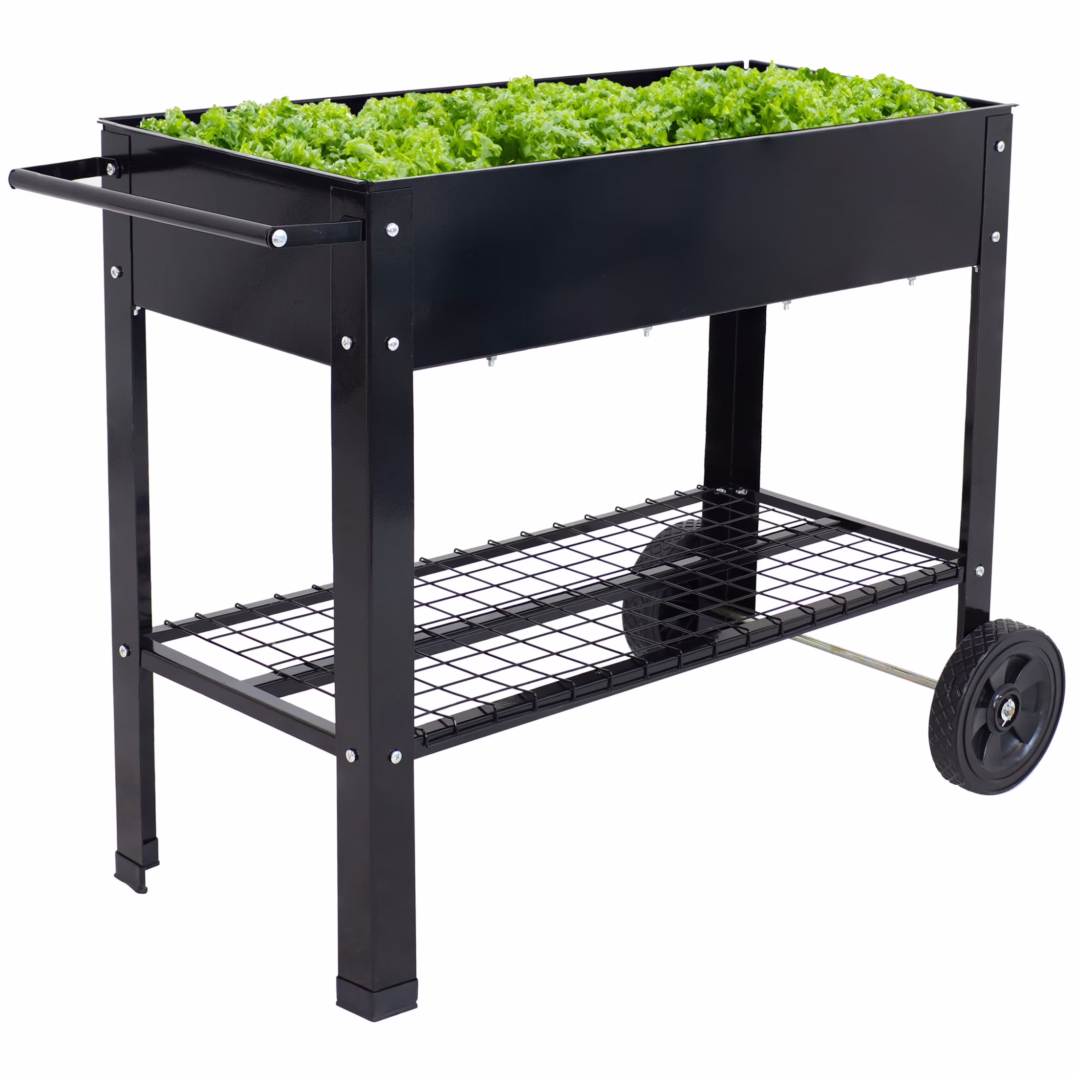 Sunnydaze 43.5 x 20.75 x 31.75 Blue Galvanized Steel Raised Garden Bed Cart with Wheels