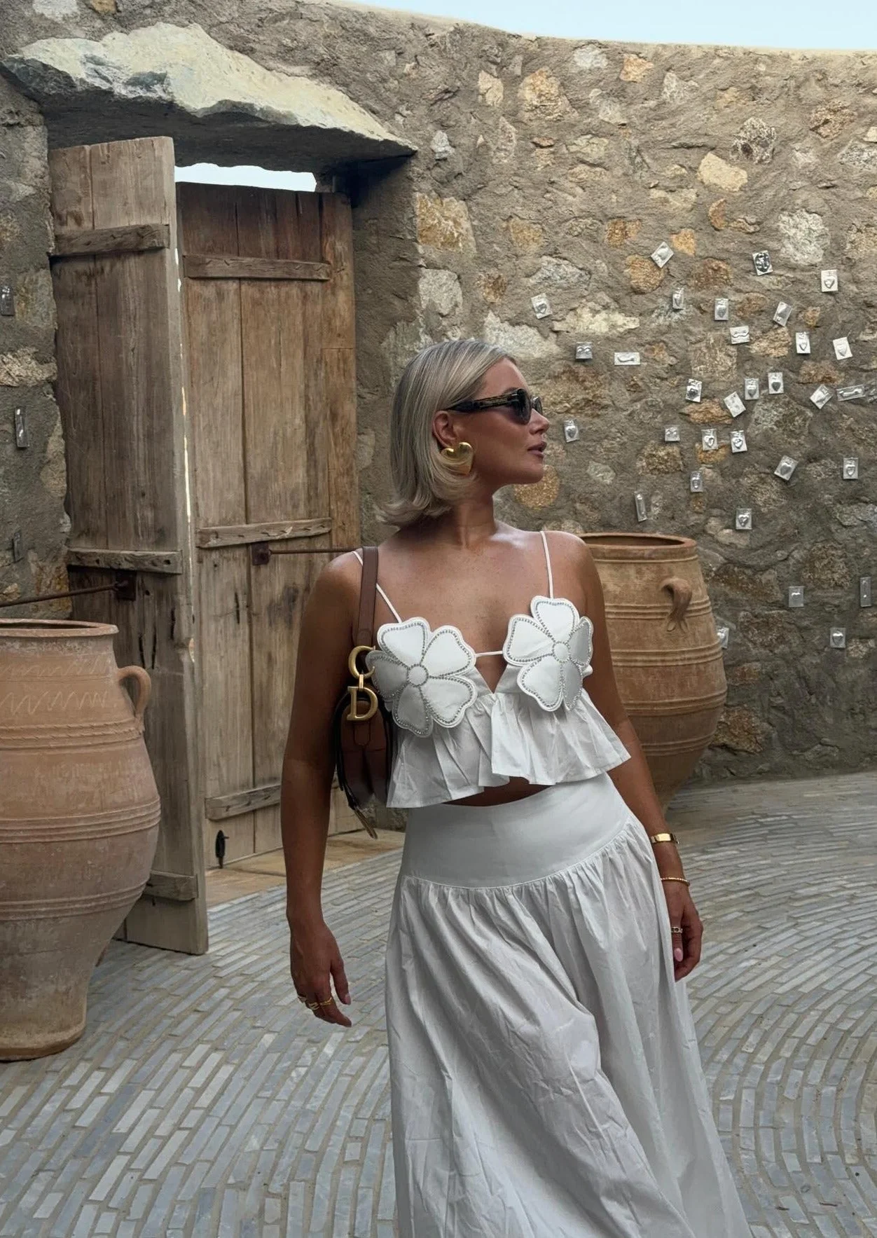 Blouse blanche à manches volantées pour femmes