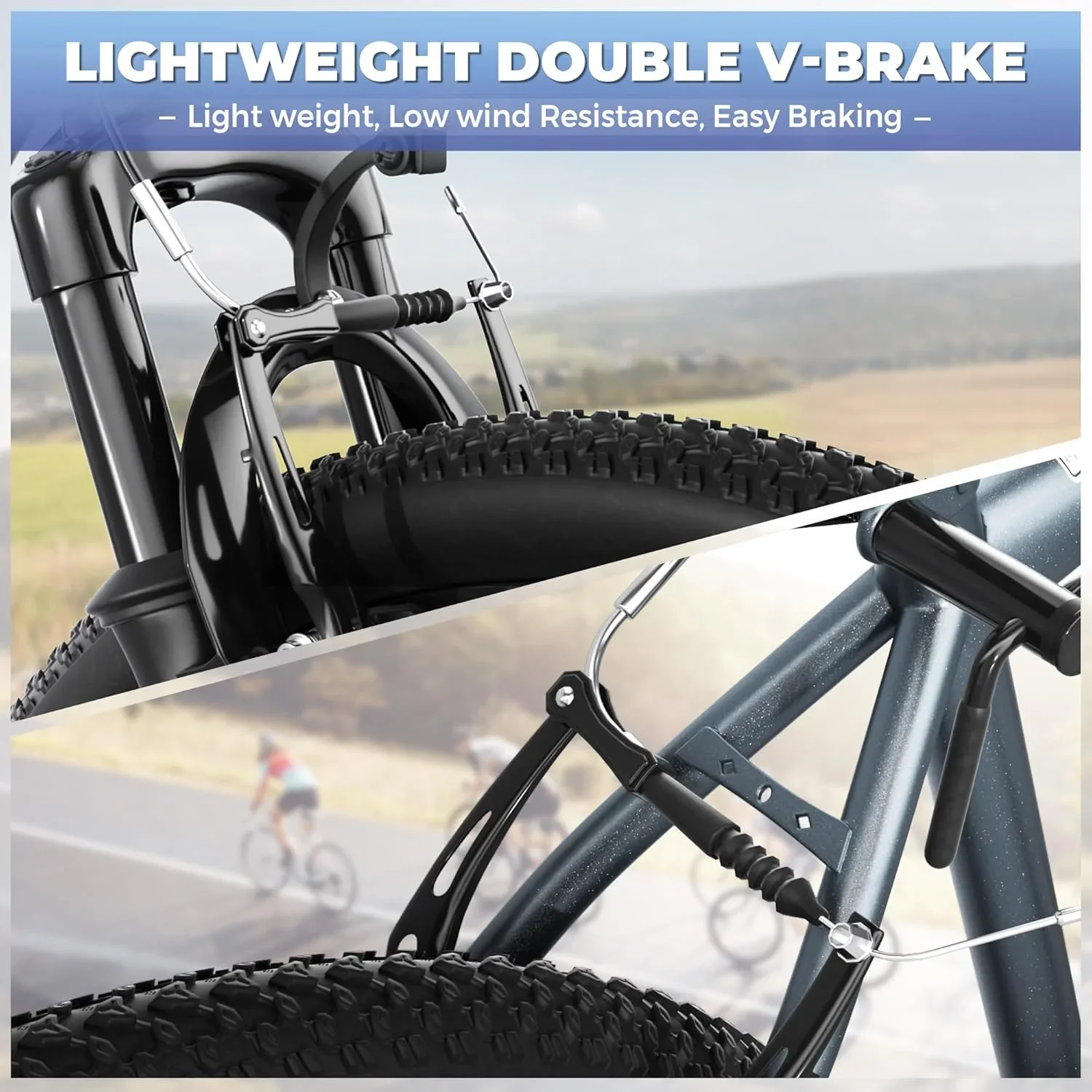 Outroad 26 Inch Mountain Bike, 7/21-Speed/High-Carbon Steel/Aviation Grade Frame, Dual Disc/V Brake, Adjustable Ergonomic Seat Bicycle for Men Women Adult, Quick Assembly in 20 Minutes