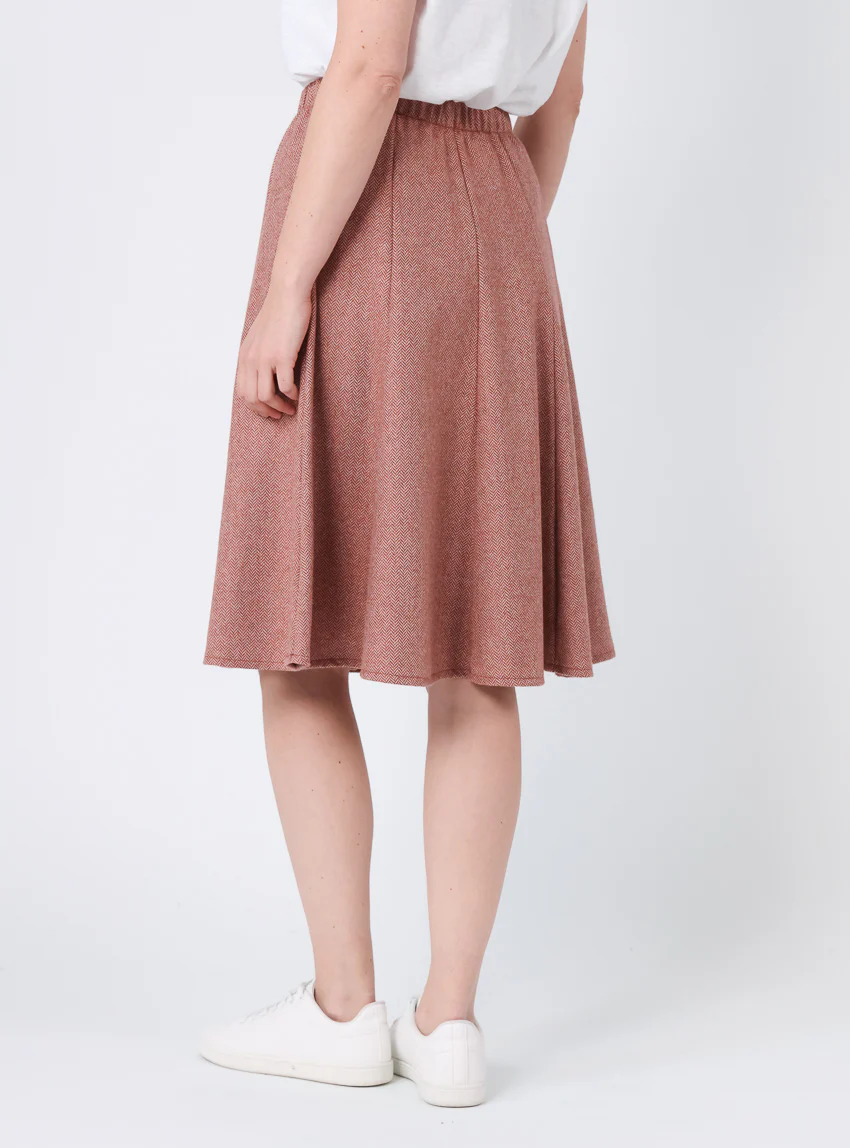 Jupe femme en laine chevrons marron