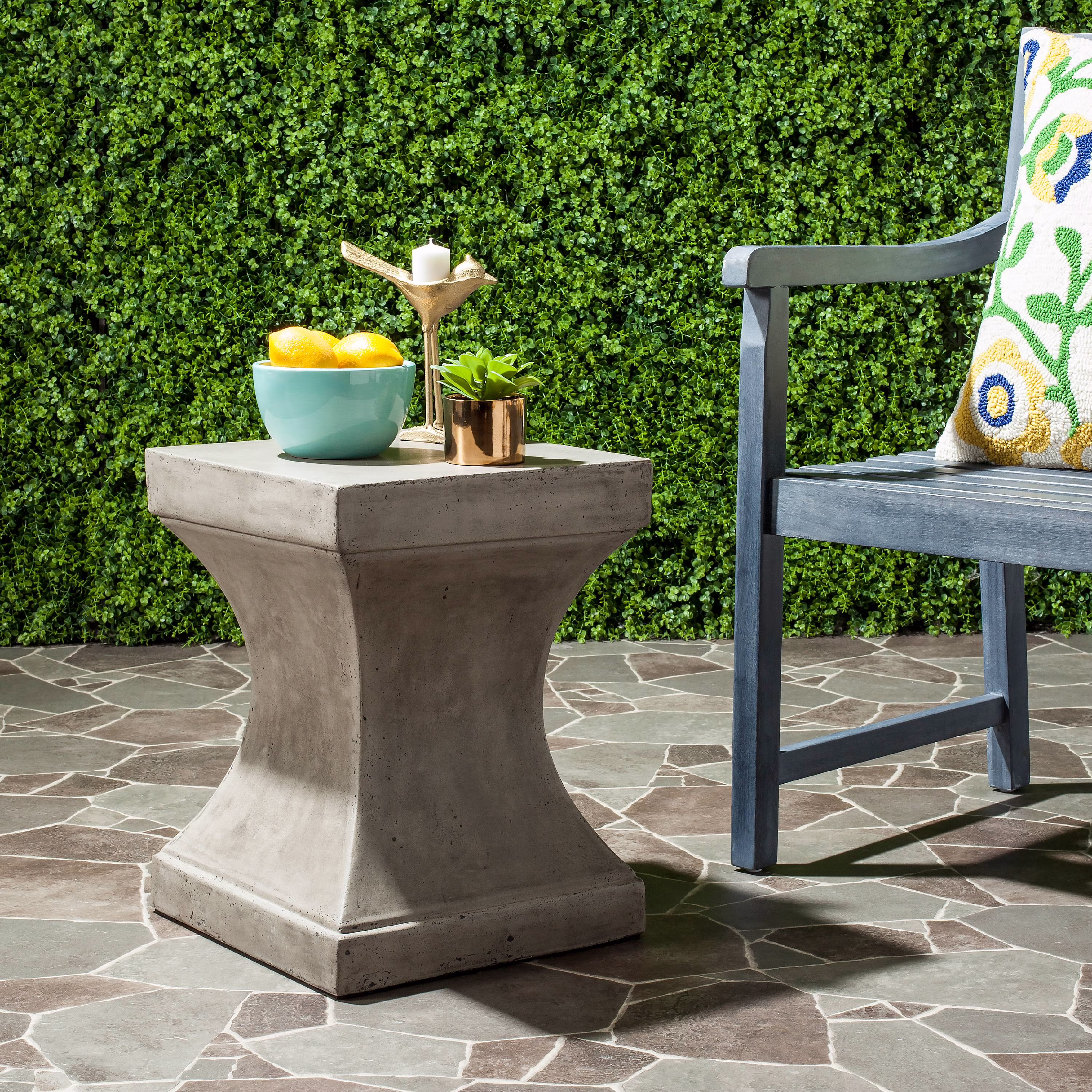 Curby Outdoor Modern Concrete Accent Table Dark Grey(Dark Grey)
