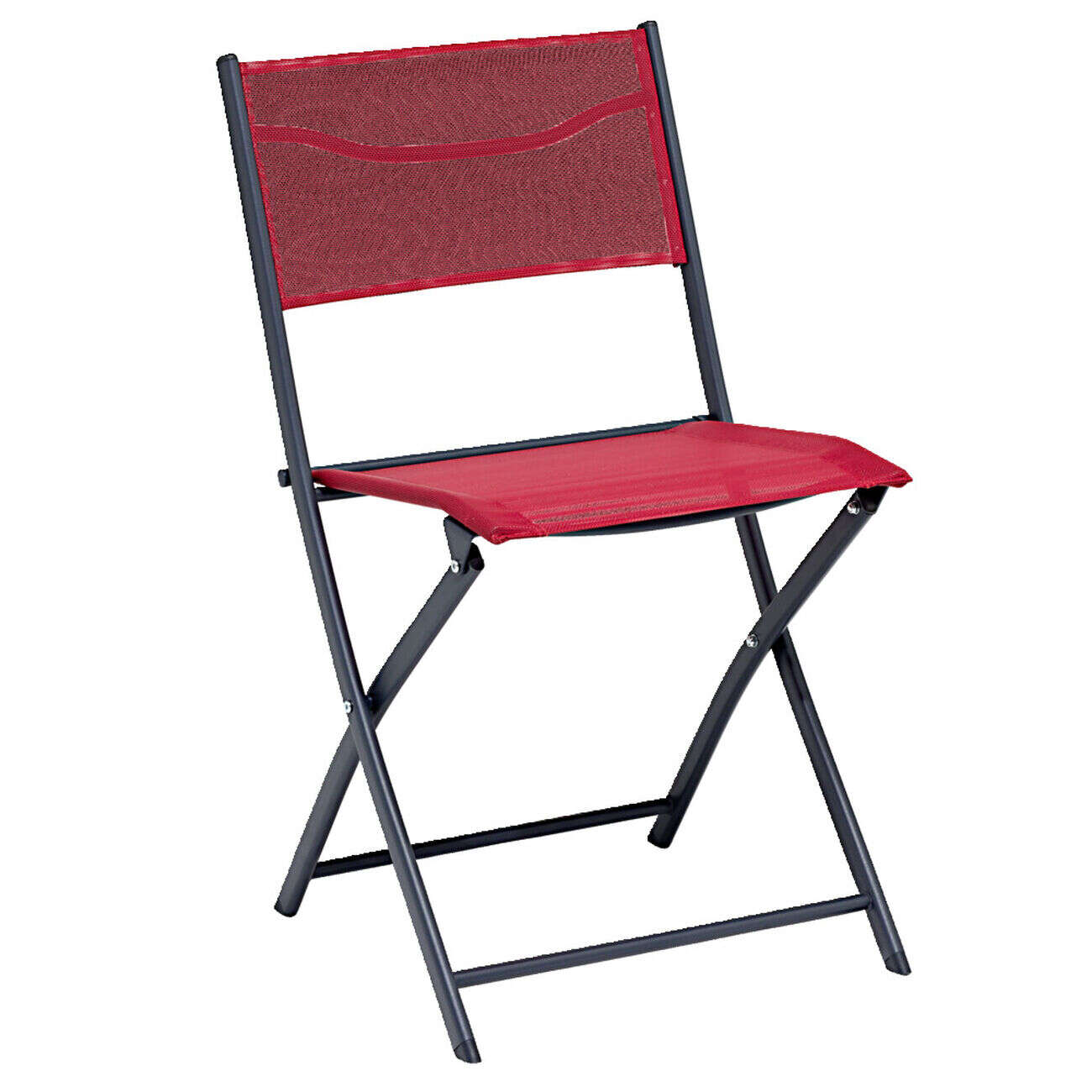 Chaise de jardin pliante Oslow acier et textilène rouge 51xP45xH81cm