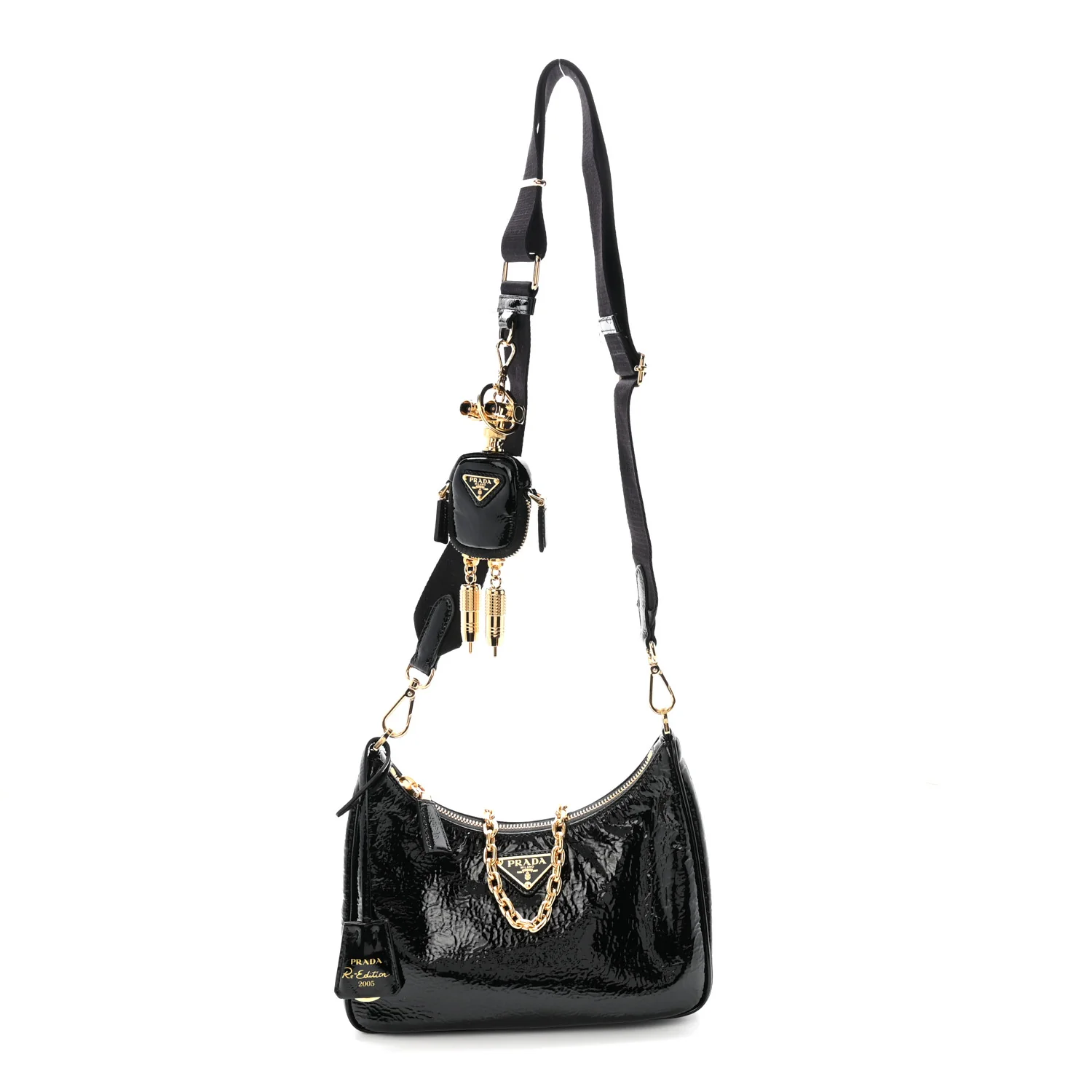 Patent Naplak Re-Edition 2005 Shoulder Bag Black