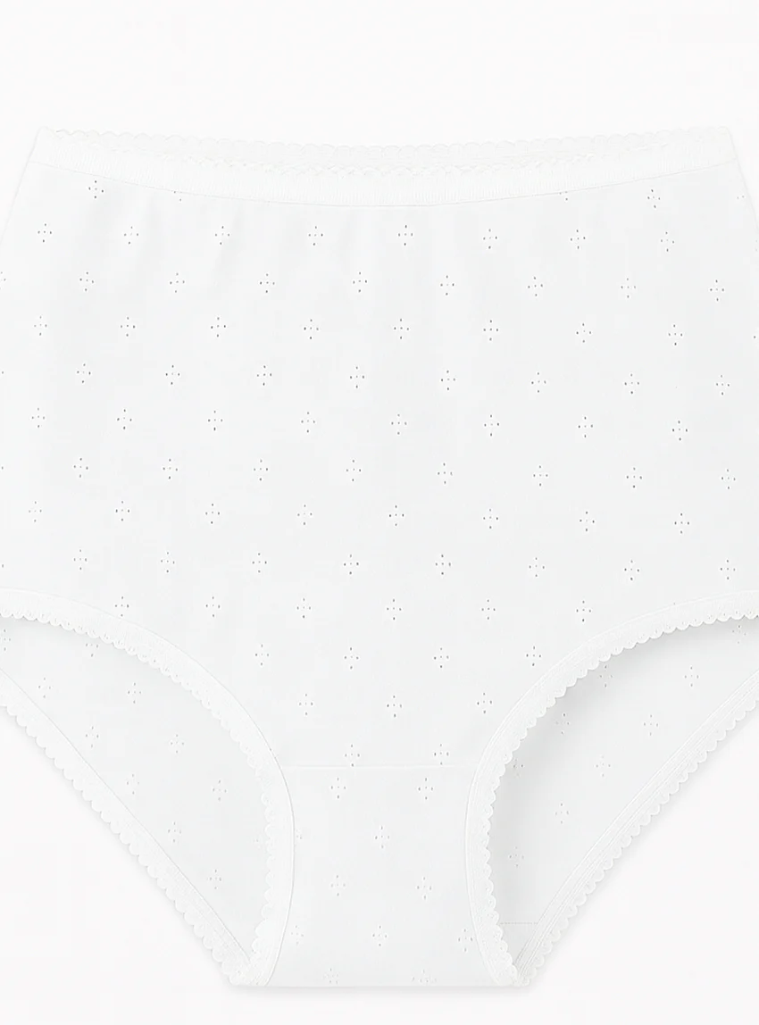 Culotte femme maille fantaisie blanche