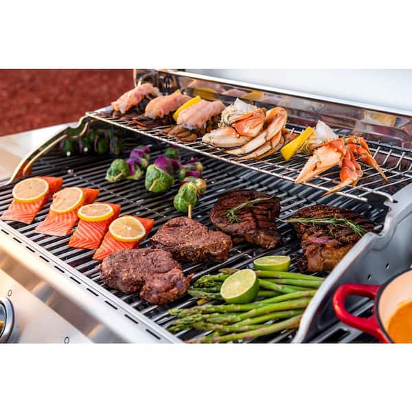 4-Burner Propane Gas Grill in Red with Side Burner