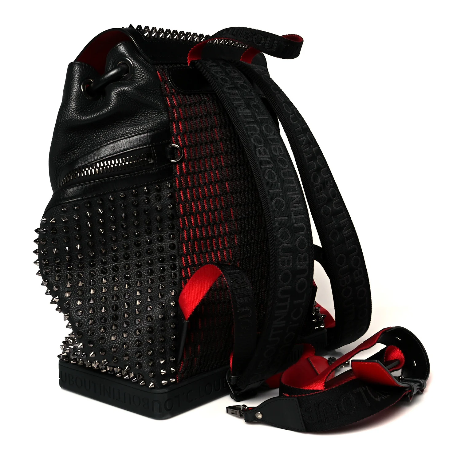 Calfskin Spiked Explorafunk Backpack Black