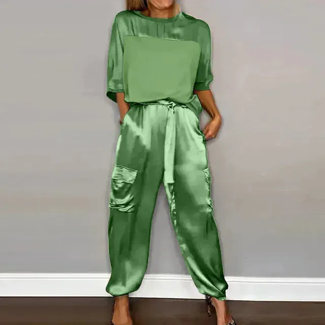 Sophie Paris I Satin Ensemble lounge deux pièces