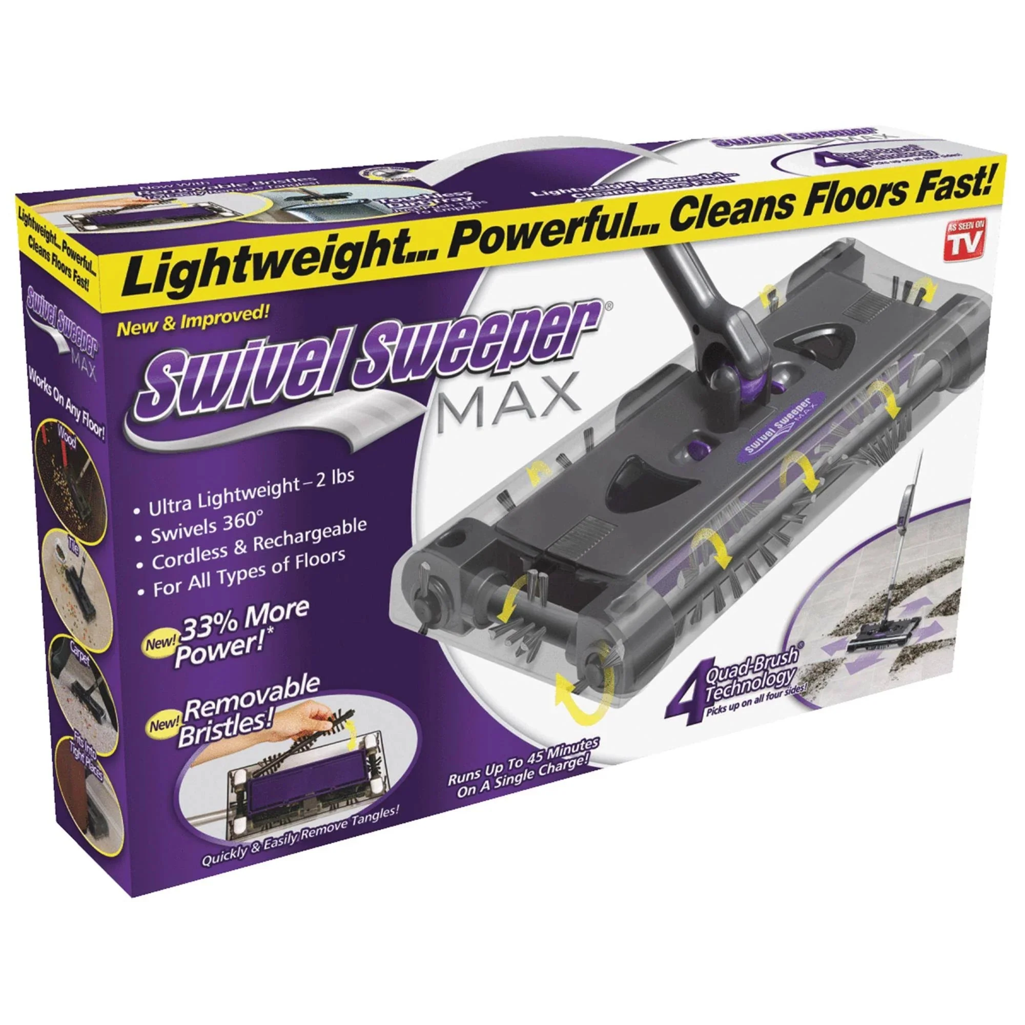 Ontel Products Swsmax Max Cordless Swivel Sweeper New,Removable, Cleanable