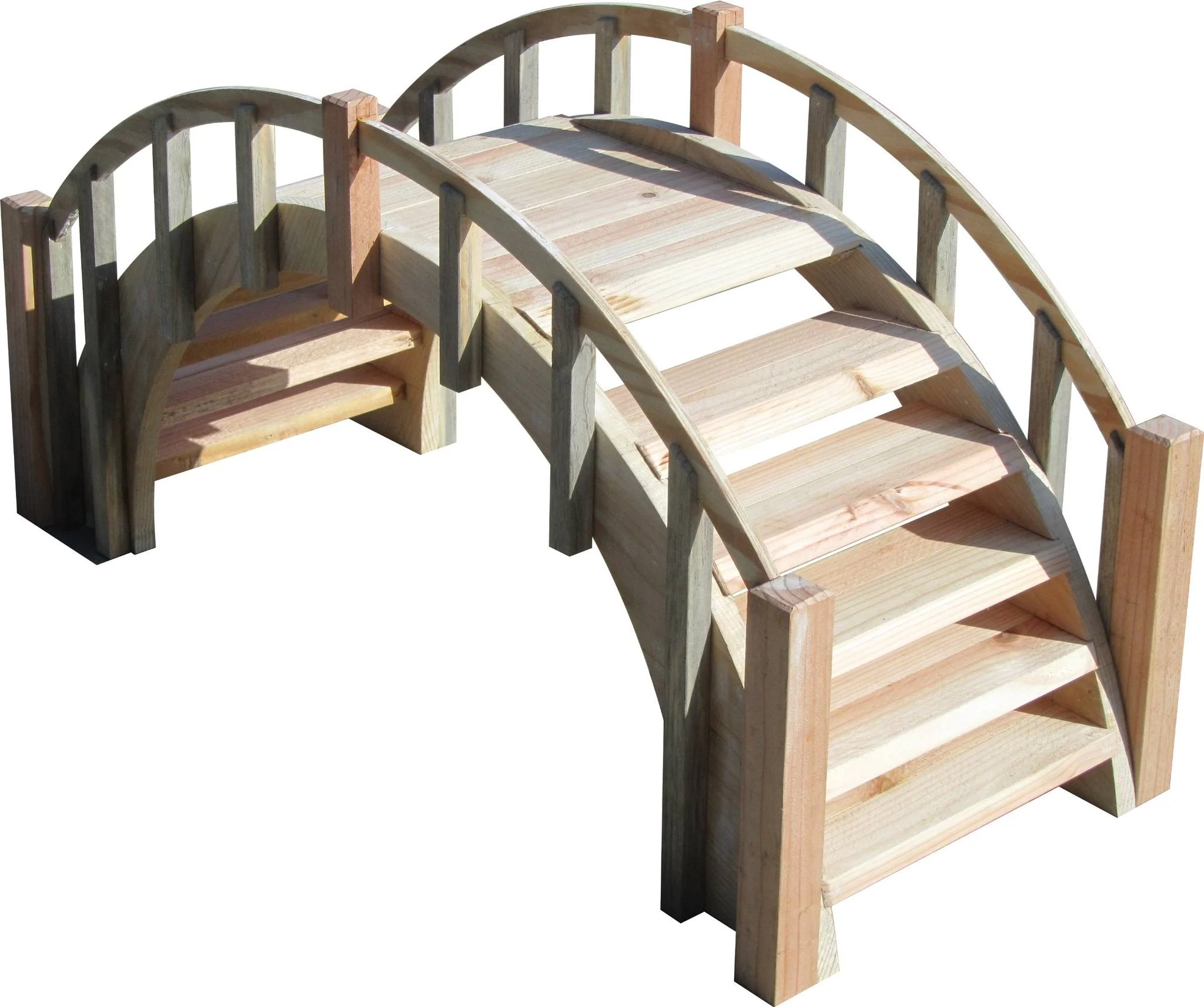 SamsGazebos Fairy Tale Wood Garden Stair Bridge with Picket Railings, 33-Inch, Unfinished