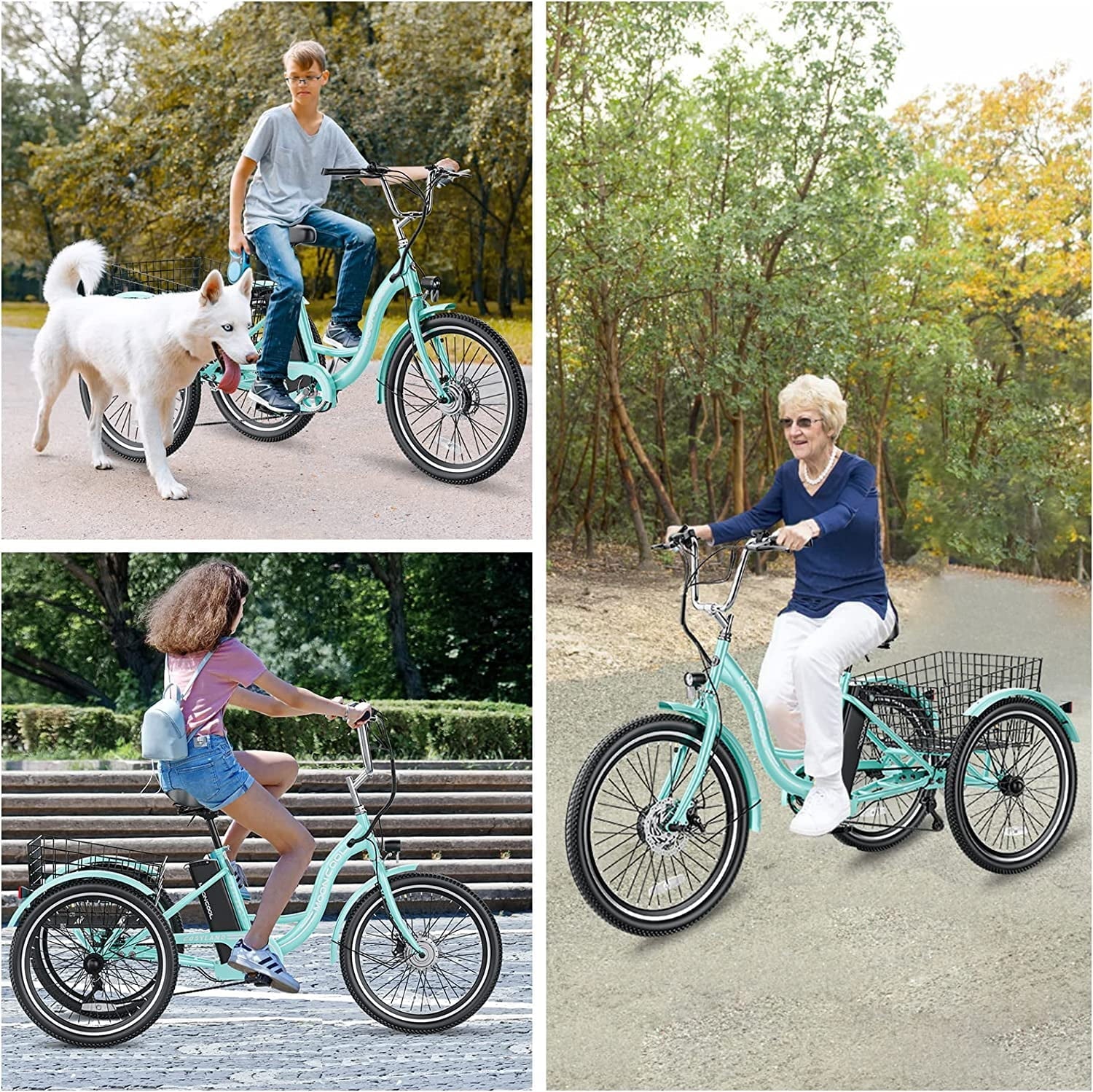 Electric Tricycle, 350W 36V 24 Inches 7 Speeds 3 Wheels Electric Bikes for Adults, Motorized Electric Trike Three Wheel Electric Bicycle Image 8