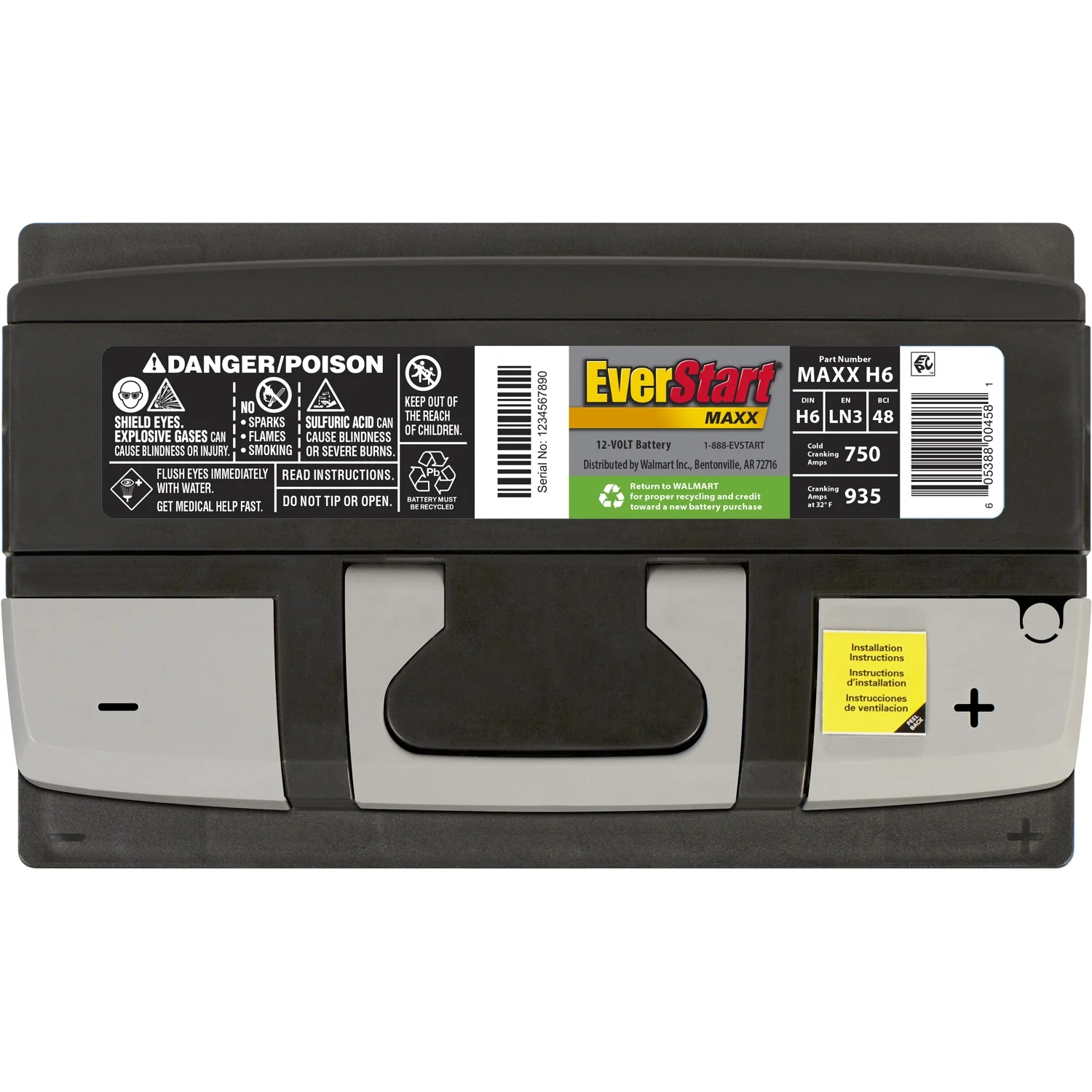 Maxx Lead Acid Automotive Battery, Group Size H6 / LN3 / 48 12 Volt, 750 CCA 120 RC - Image 4