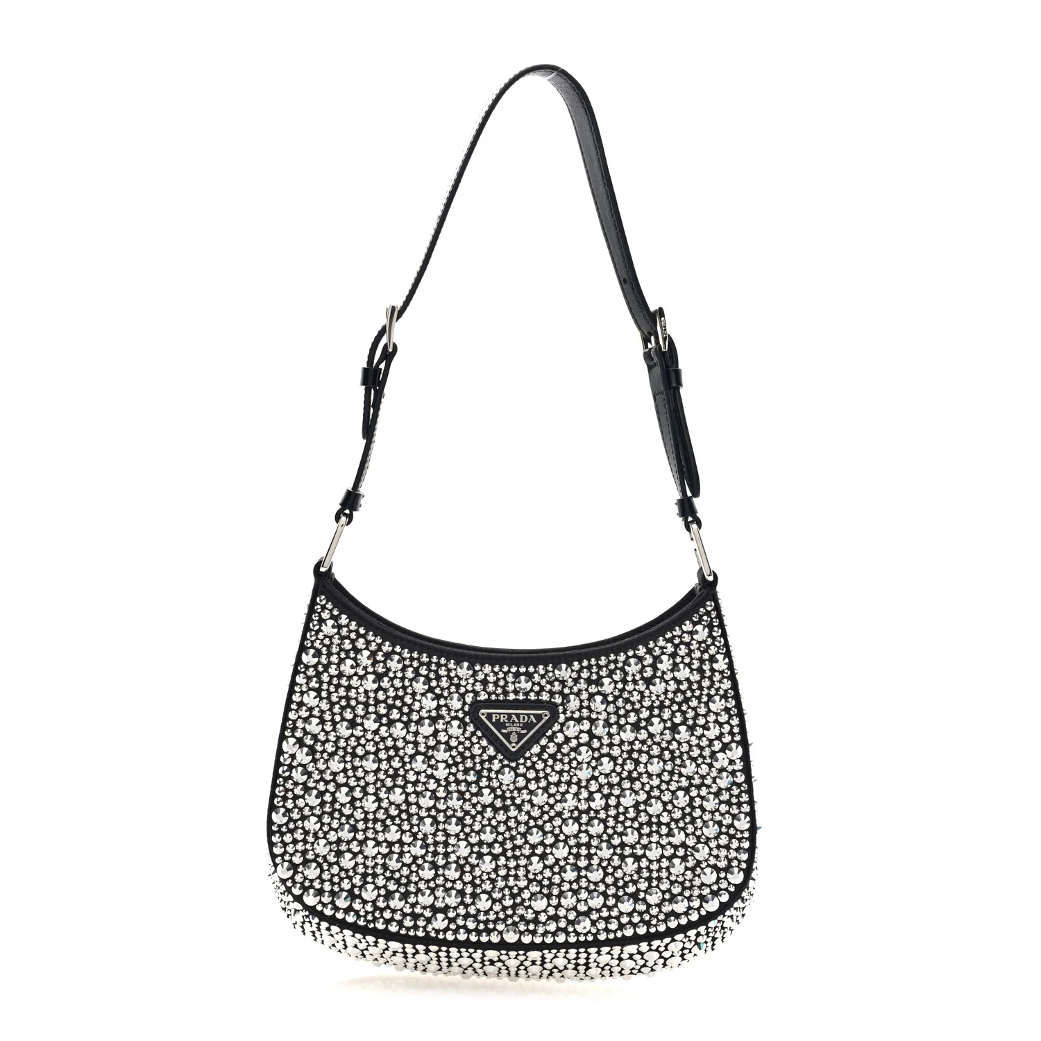 Satin Crystal Cleo Adjustable Strap Shoulder Bag Metal