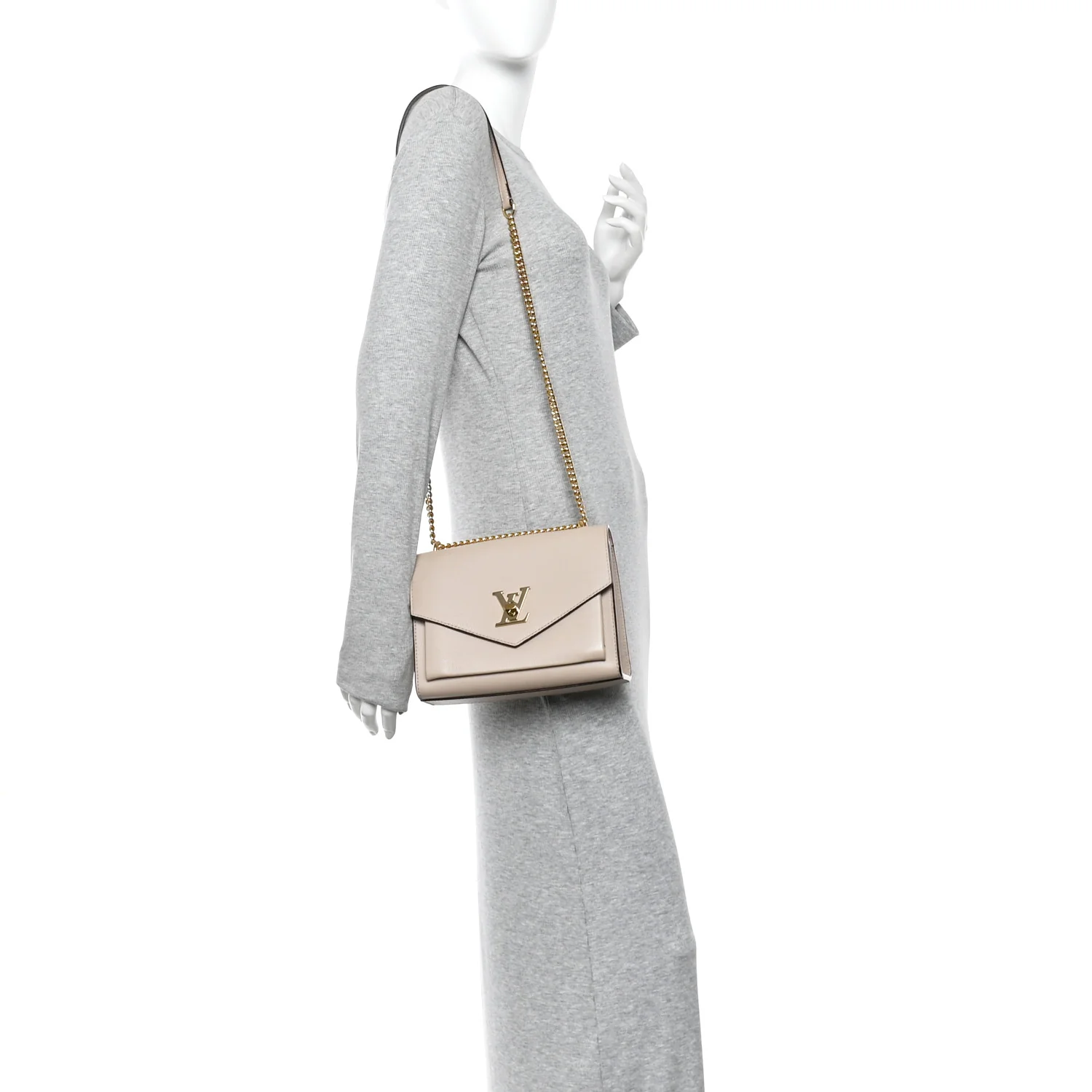 Soft Calfskin Mylockme Chain Bag BB Greige