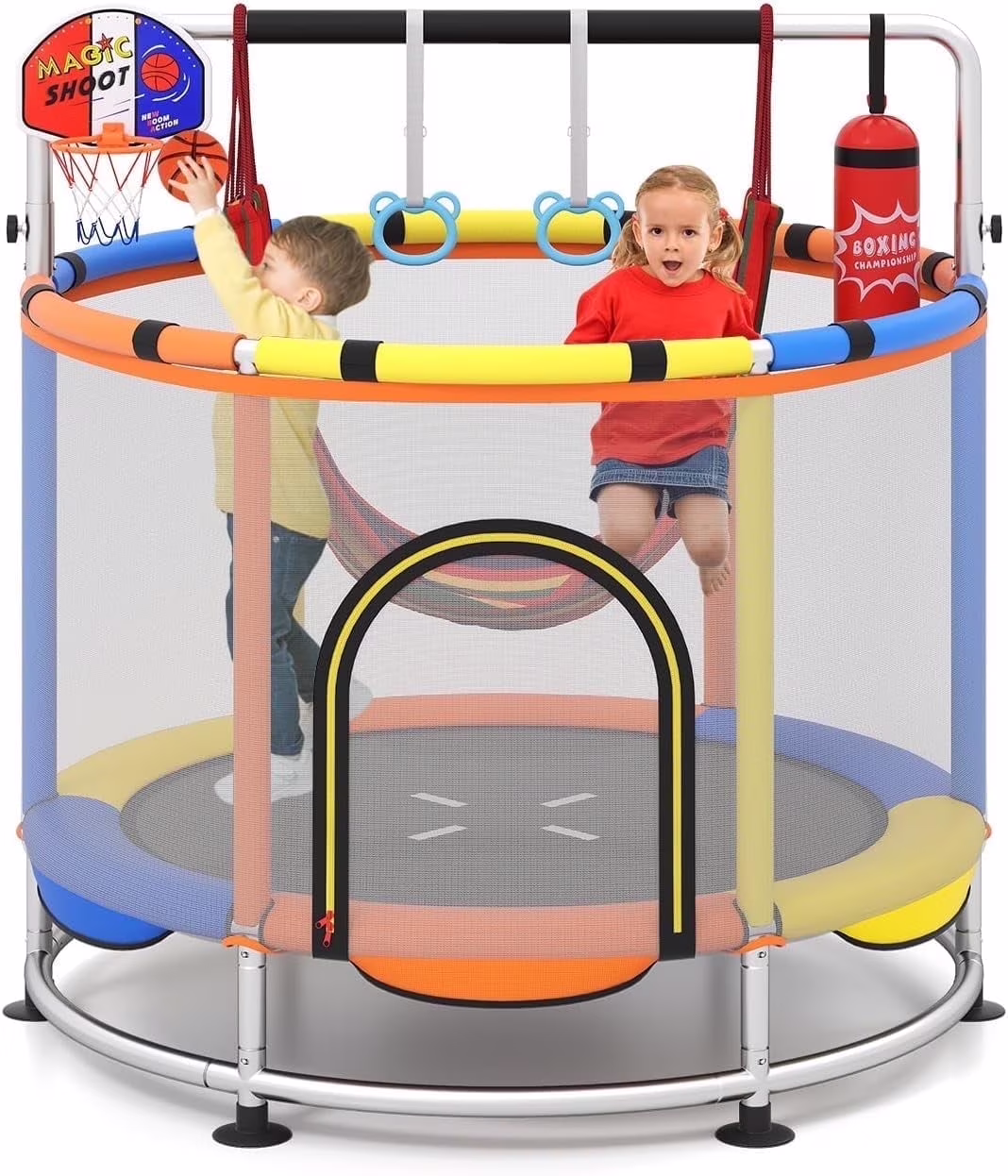 55" Trampoline for Kids Enclosure Net Heavy Duty for Boys Girls Outdoor Indoor(Blue) Image 5