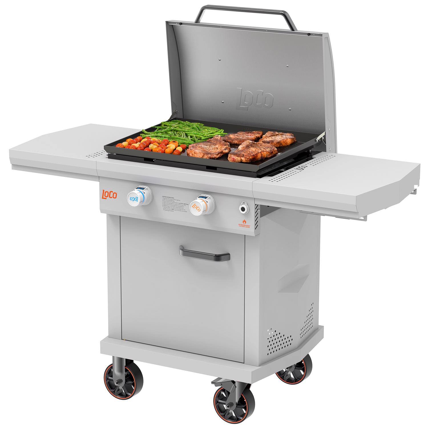 Loco 2 Burner Liquid Propane Outdoor Griddle with Hood Gray