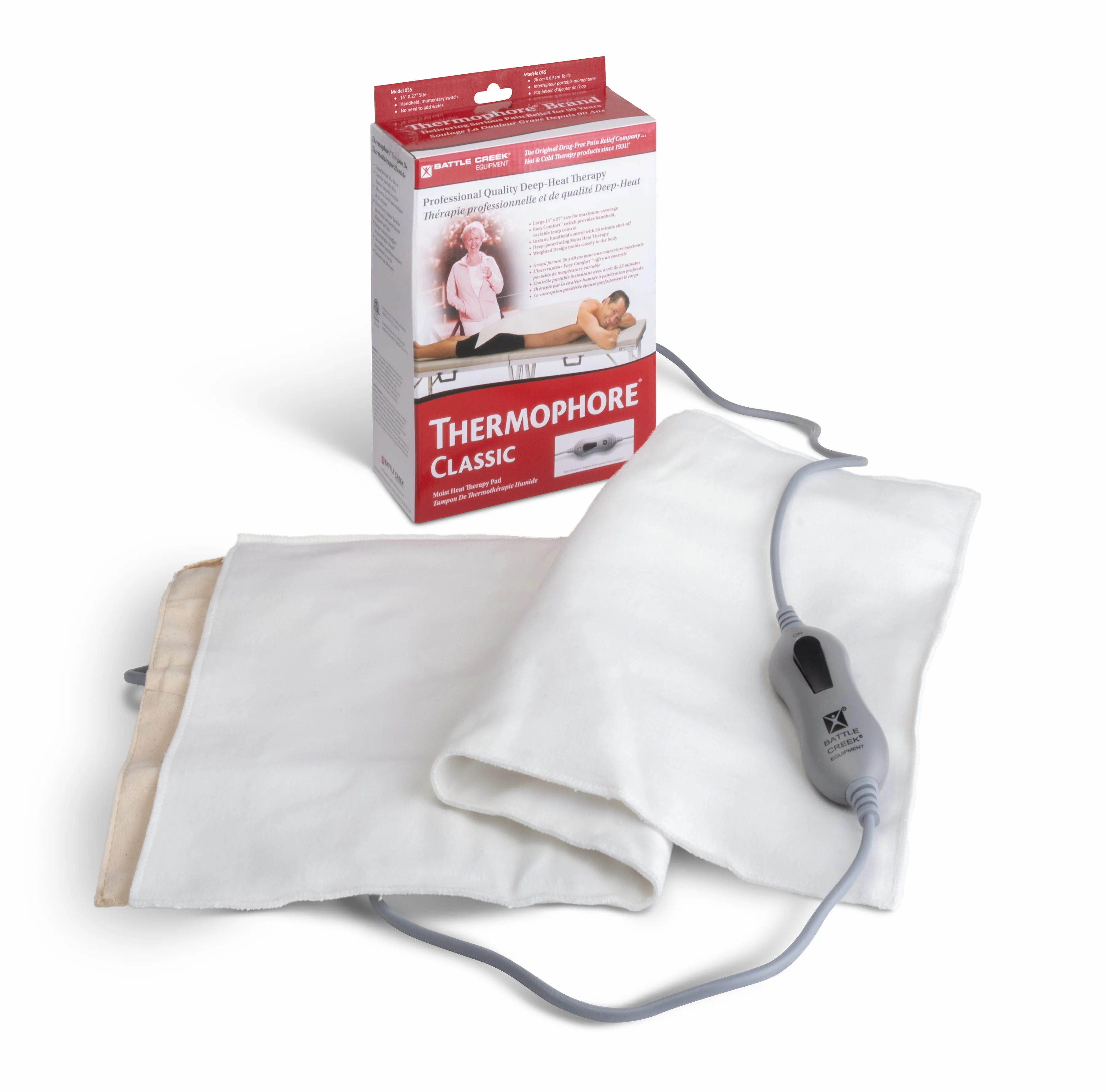 Thermophore Moist Heating Pad – Large 14" x 27", Weighted,, Press & Hold Switch (Model 055)