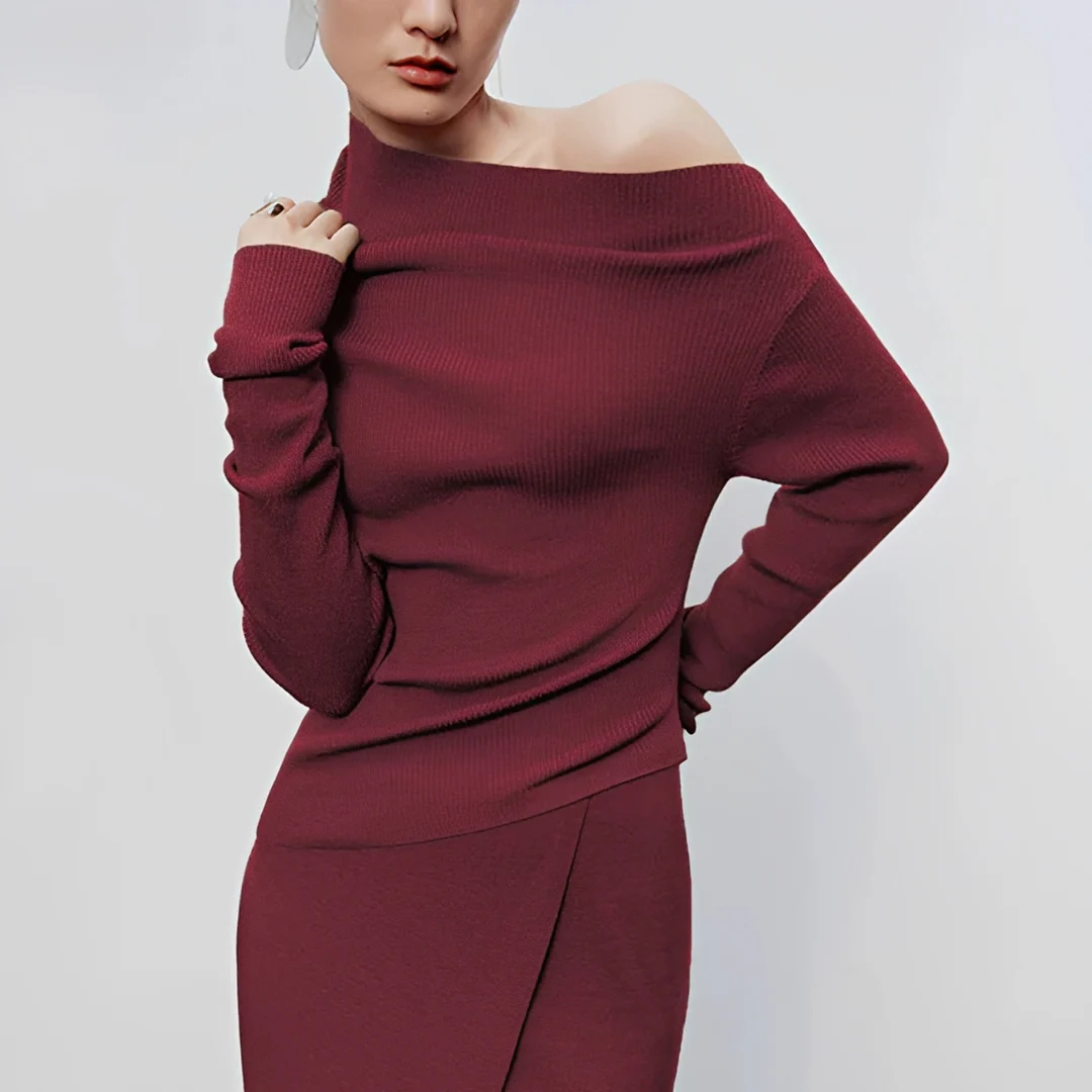 Larissa - Top Asymétrique à Manches Longues
