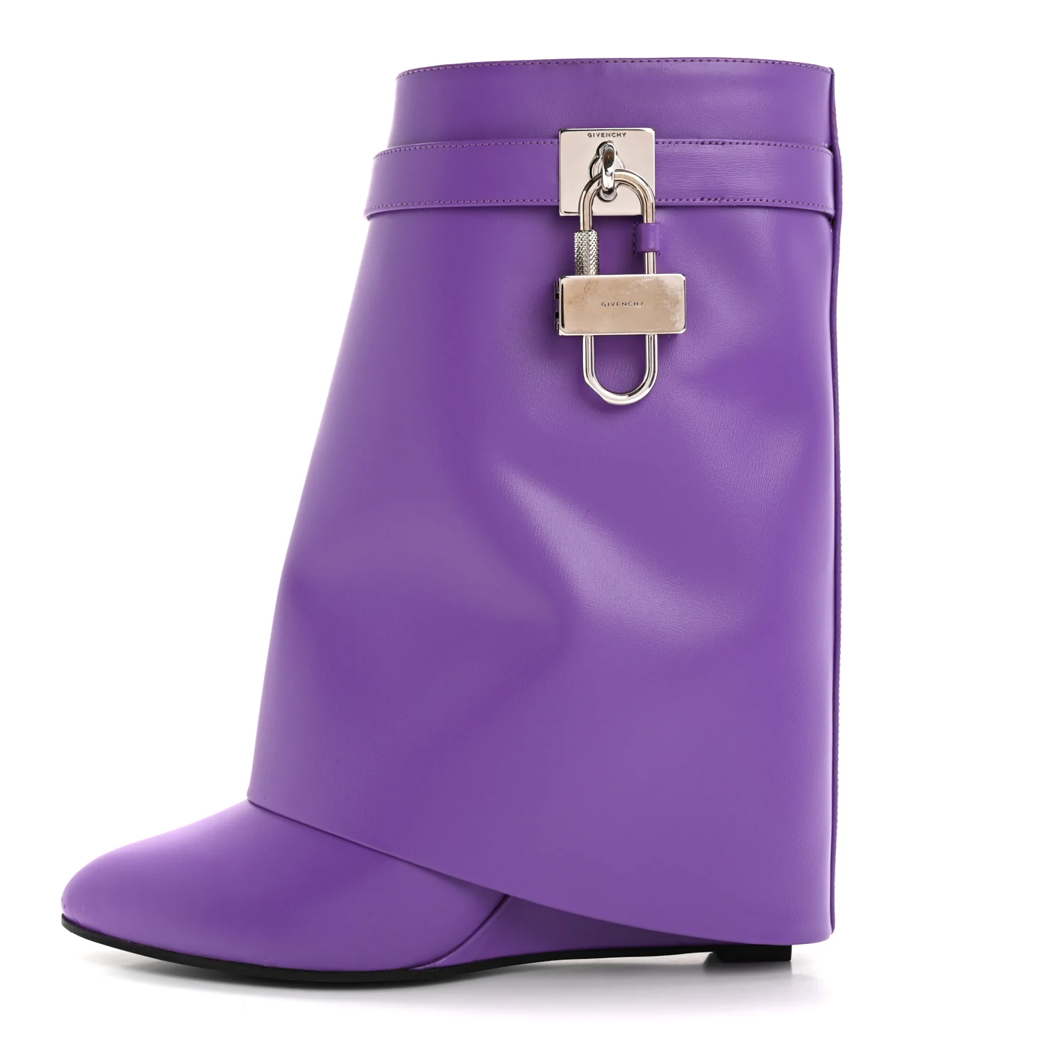 Calfskin Shark Lock Ankle Boots 39 Ultraviolet