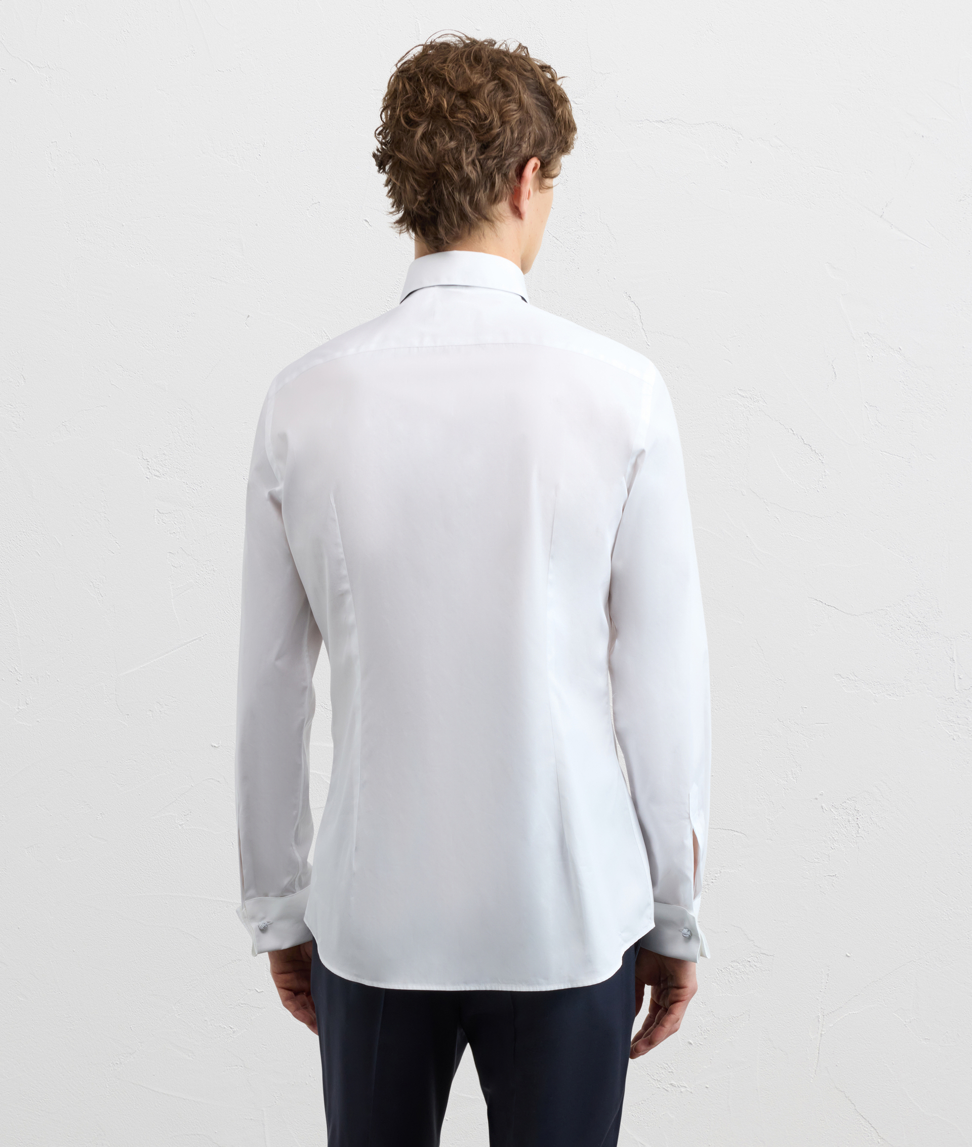 PURE WHITE COTTON POPLIN REGULAR FIT CUFF COLLAR SHIRT