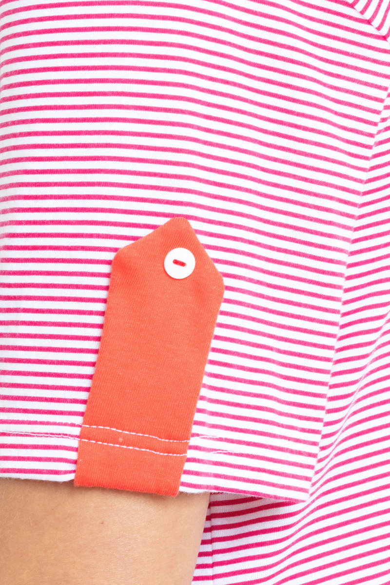 Chemise de nuit jersey doux rayé rouge